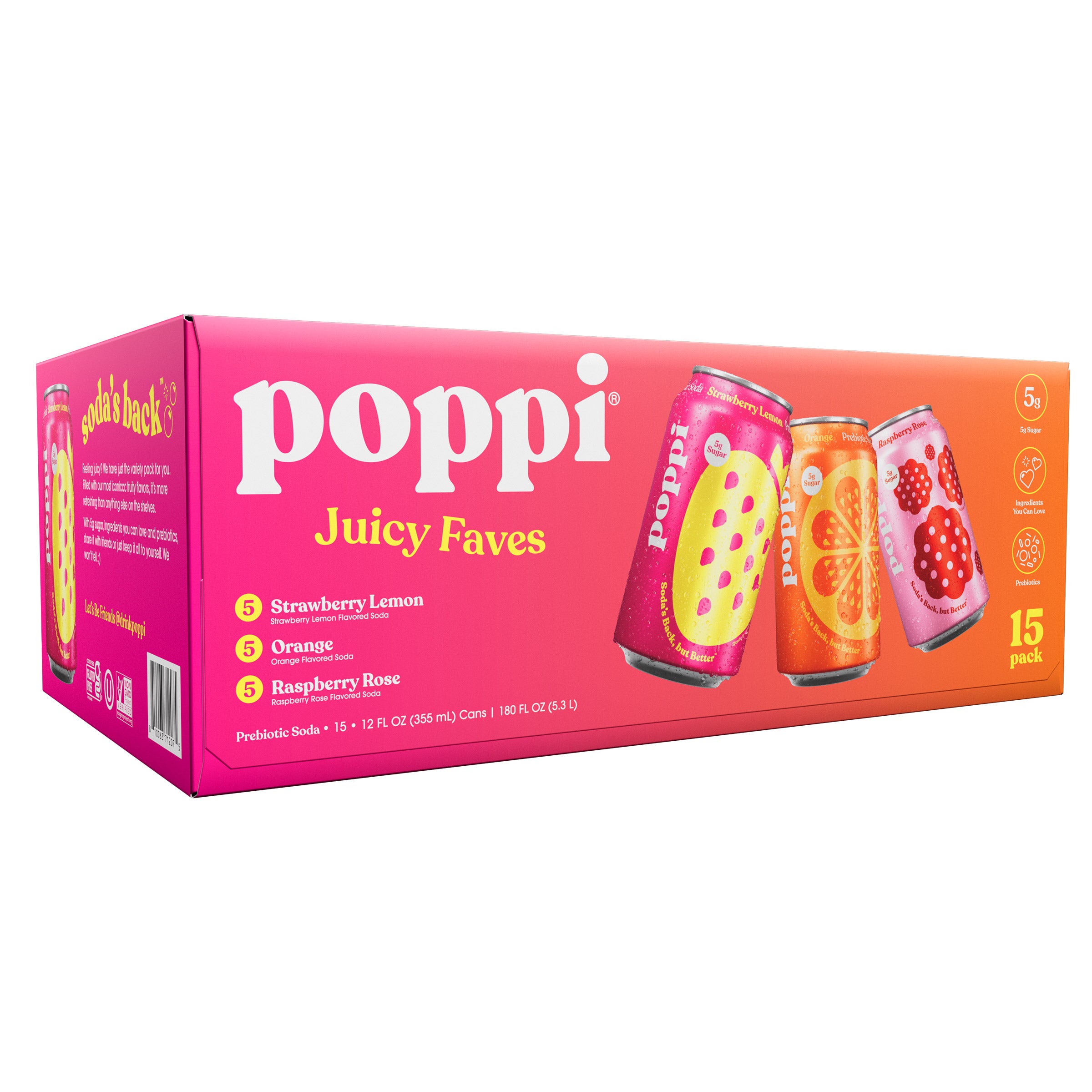 POPPI JUICY FAVES VTY PACK 15/12 OZ CANS