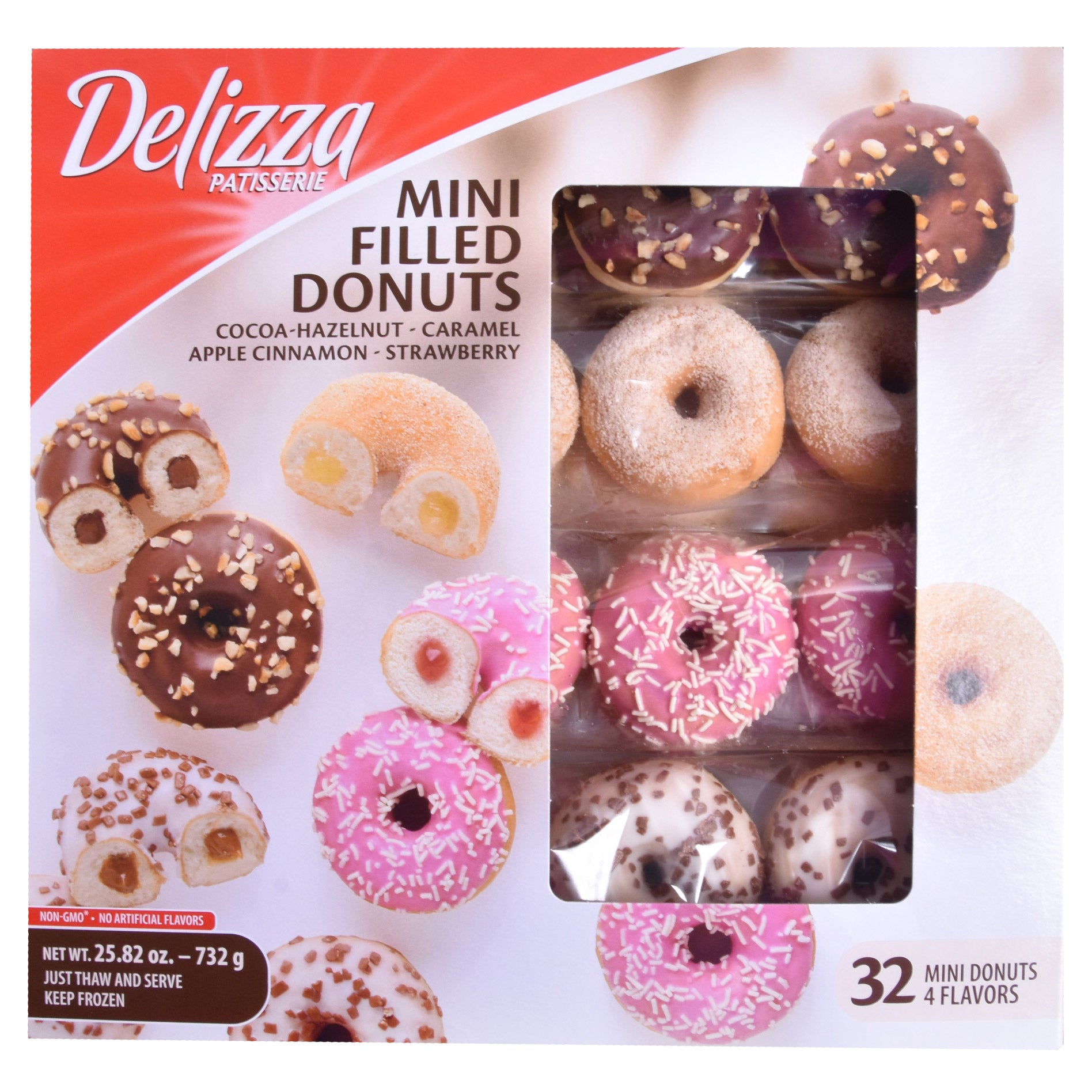DELIZZA DONUTS MINI-FILLED VARIETY 32 COUNT 25.9 OUNCES
