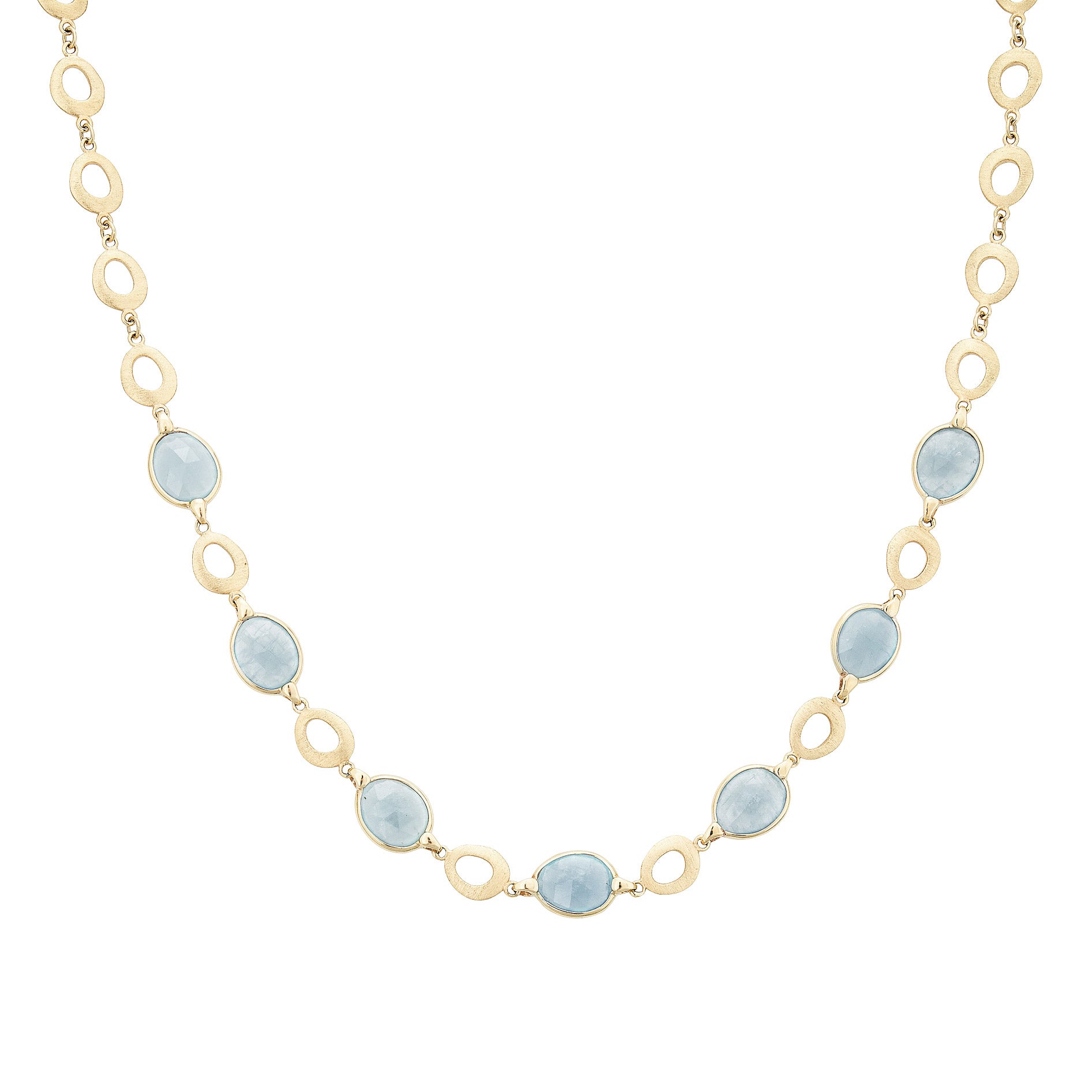 14KT YELLOW GOLD MILKY AQUAMARINE NECKLACE