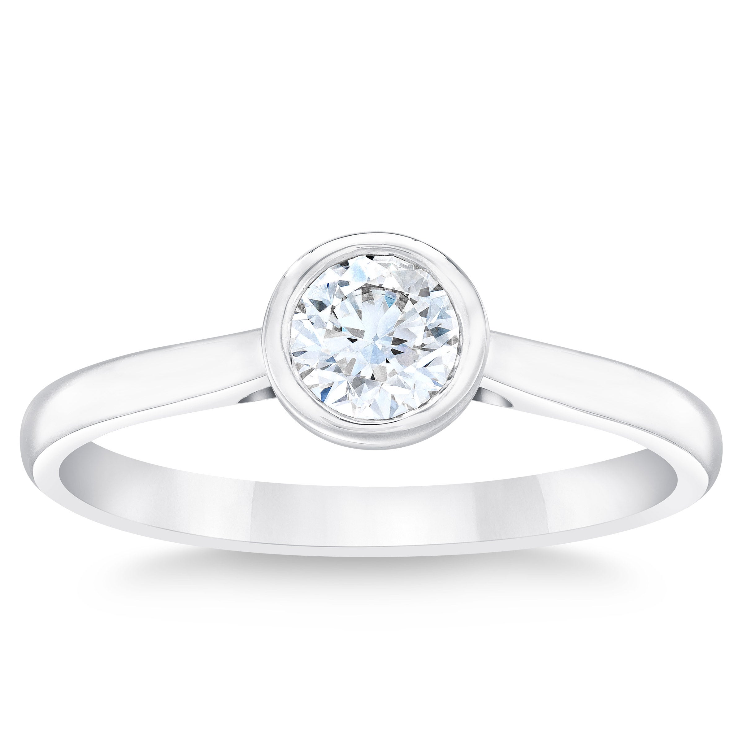 PLATINUM VS2 I 0.50CTW ROUND DIAMOND BEZEL SET RING
