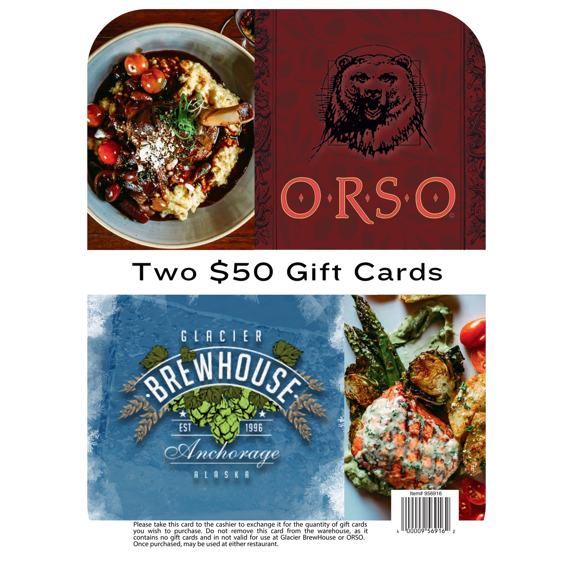 GLACIER BREWHOUSE 2/$50 GIFT CARDS ITEM IS NON-REFUNDABLE - Image 1