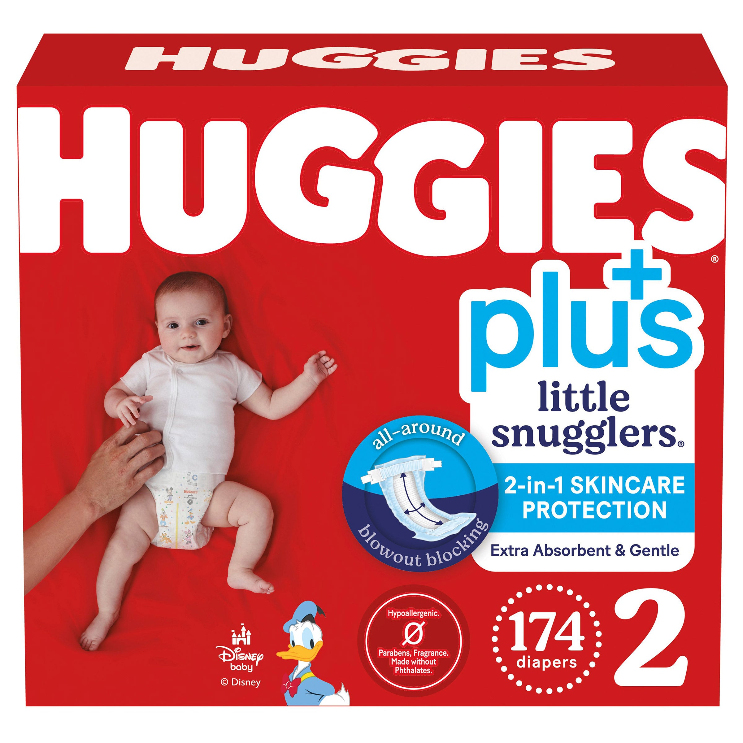 HUGGIES PLUS DIAPERS SIZE 2 12-18LBS 174 CTS - Image 1