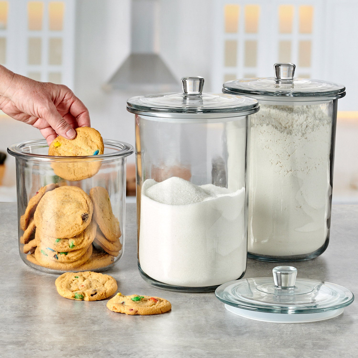 ANCHOR HOCKING GOODE SUNDRY JAR SET OF 3