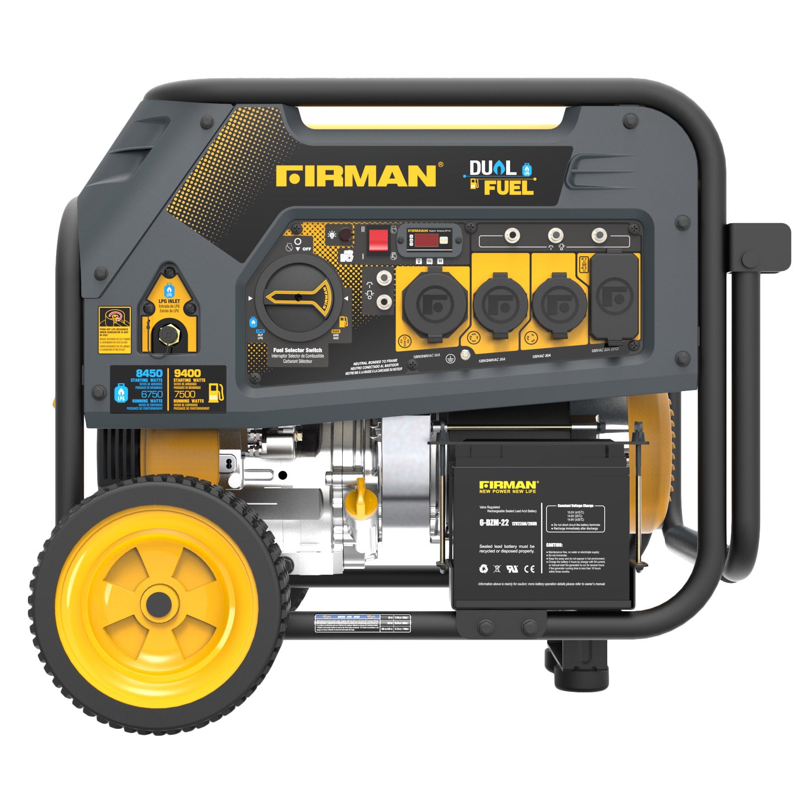 FIRMAN POWER DUAL FUEL GENERATOR 7500 RUNNING WATTS - Image 1