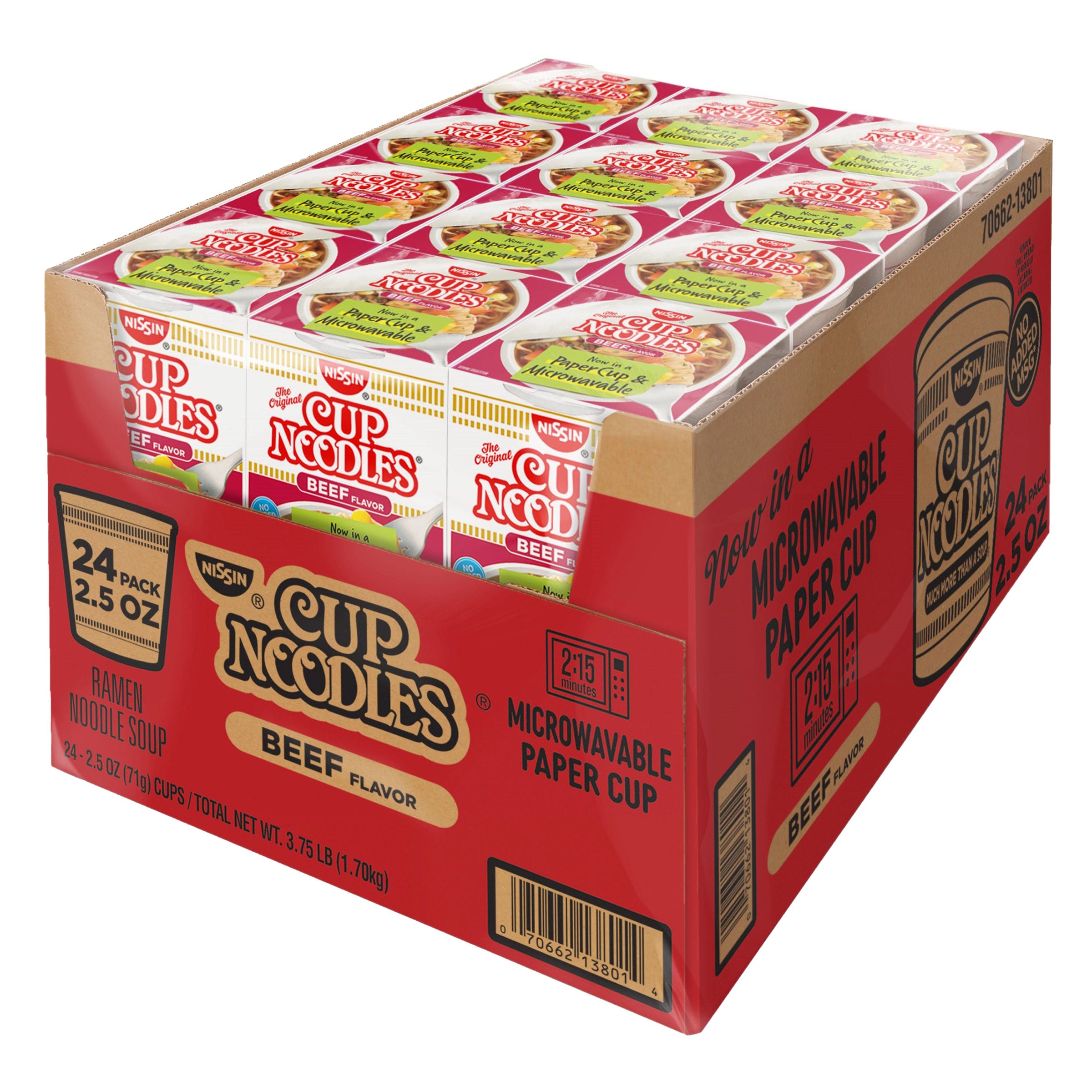 NISSIN CUP NOODLES BEEF FLAVOR 24/2.5 OZ - Image 1