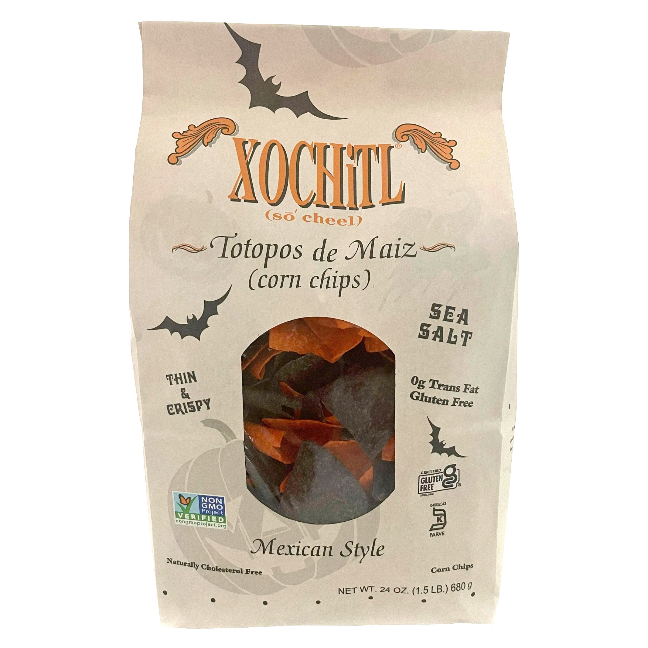XOCHITL ORANGE & BLACK CORN TORTILLA CHIPS 24 OUNCES