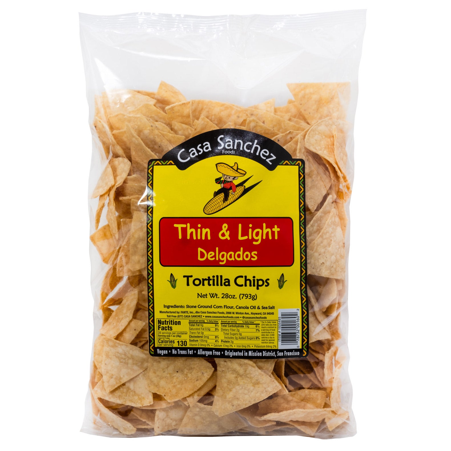 CASA SANCHEZ THIN & LIGHT TORTILLA CHIPS 28 OUNCES
