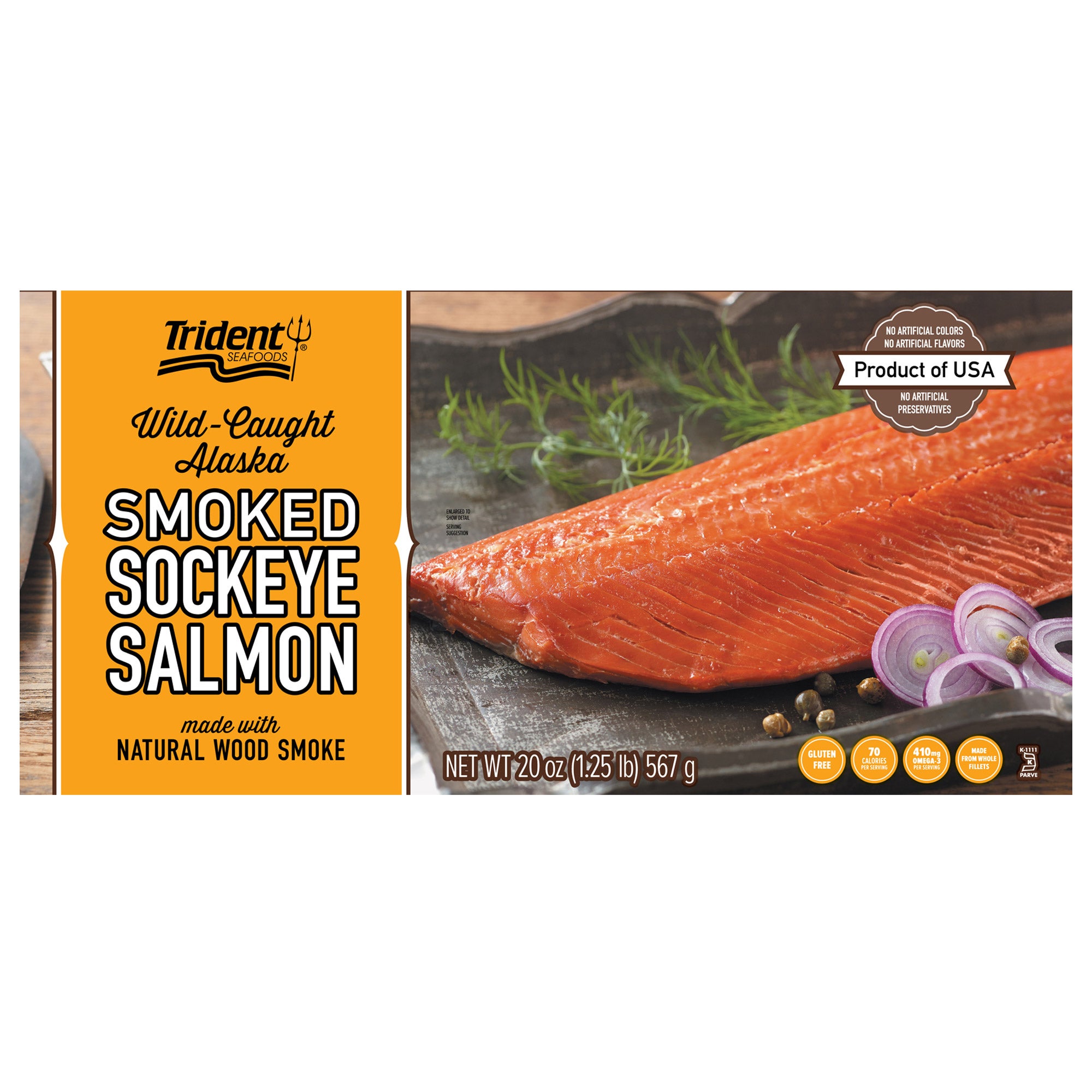 TRIDENT SEAFOODS SMOKED SOCKEYE SALMON WILD ALASKAN 20 OZ