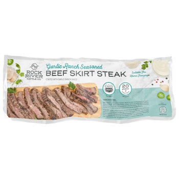 ROCK RIVER CATTLE GARLIC RANCH SKIRT STEAK PRICE PER POUND