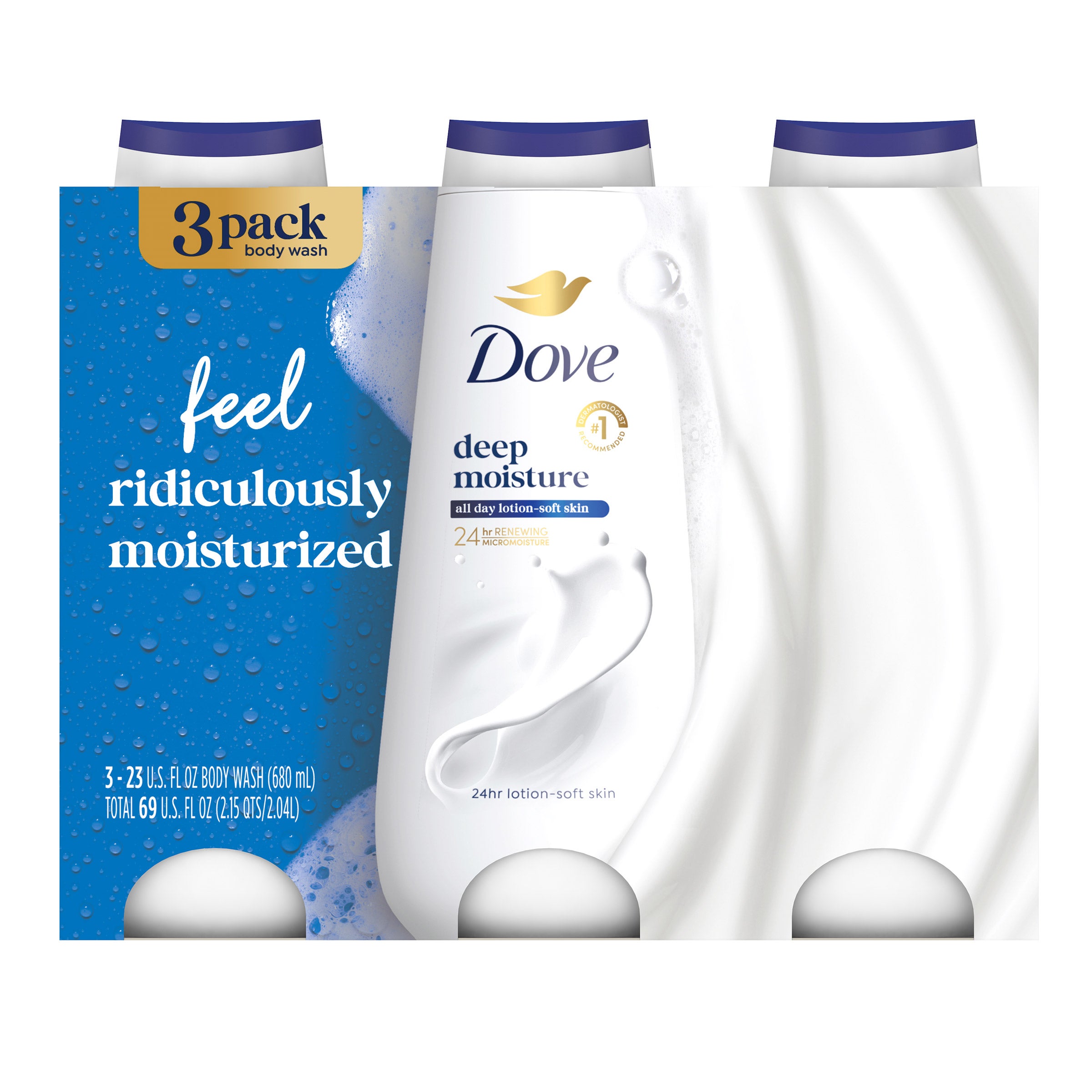 DOVE DEEP MOISTURE BODY WASH 3PK, 23OZ - Image 1