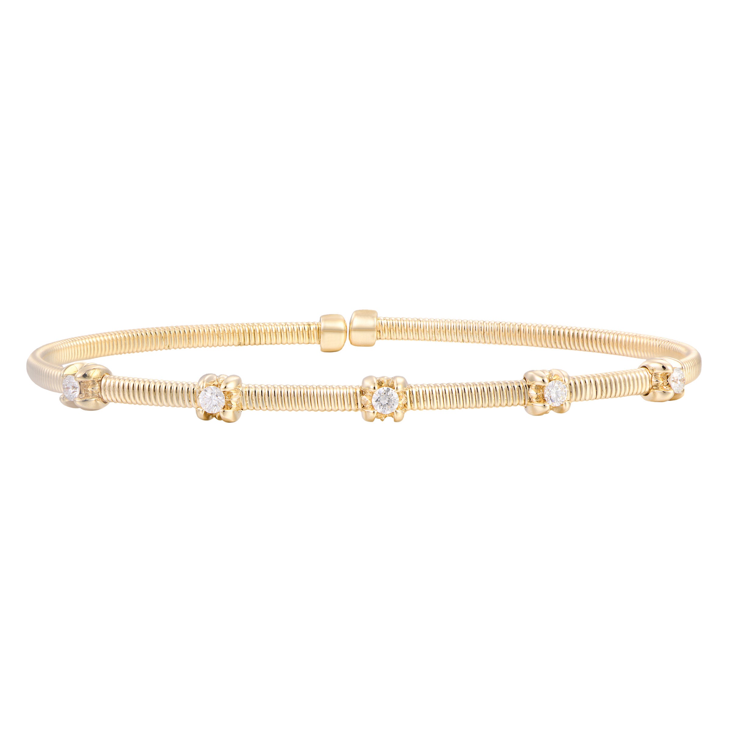 14KT YELLOW GOLD VS2 I 0.36CTW ROUND DIAMOND CUFF BRACELET - Image 1