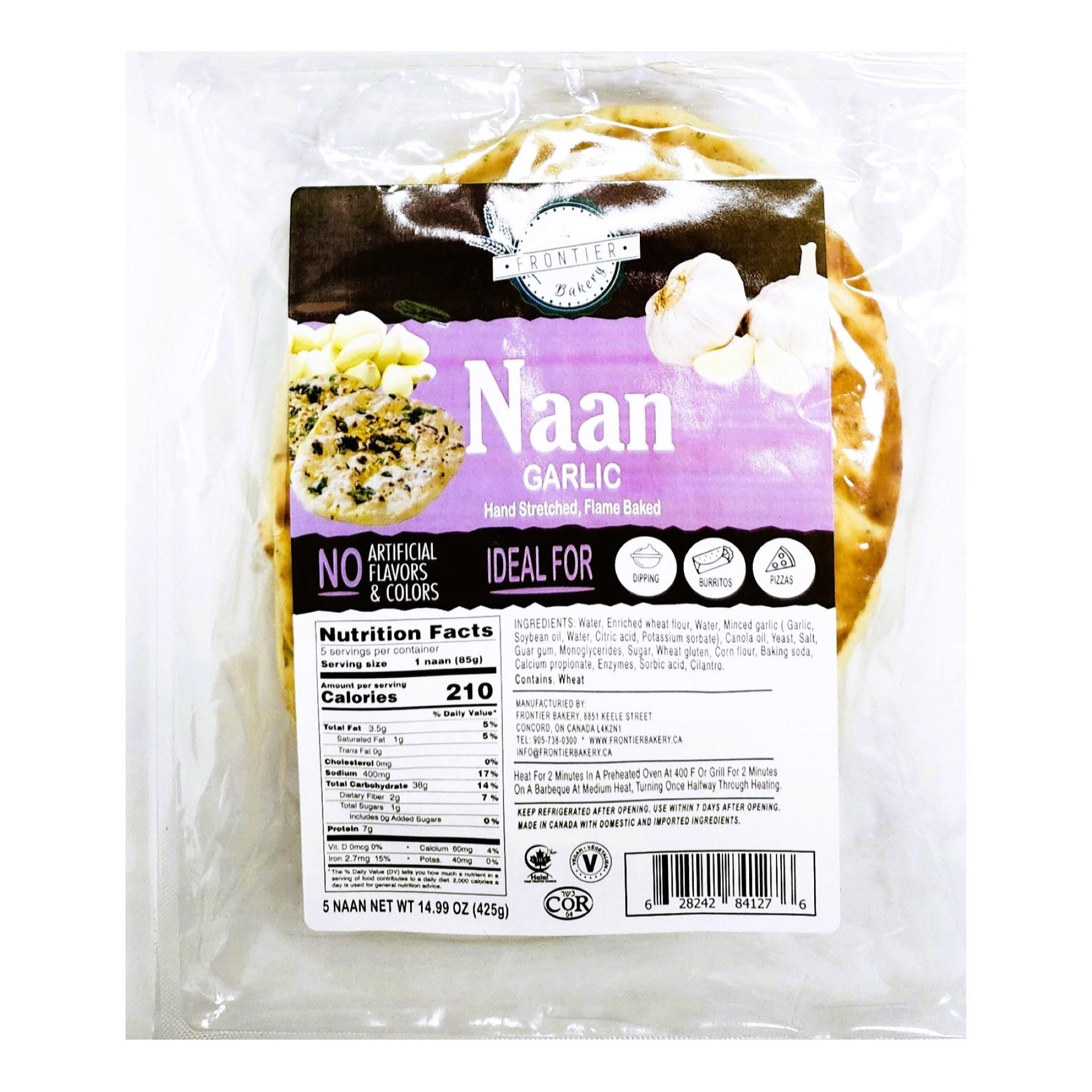FRONTIER BAKERY GARLIC NAAN 2 PACK 14.99 OUNCES EA