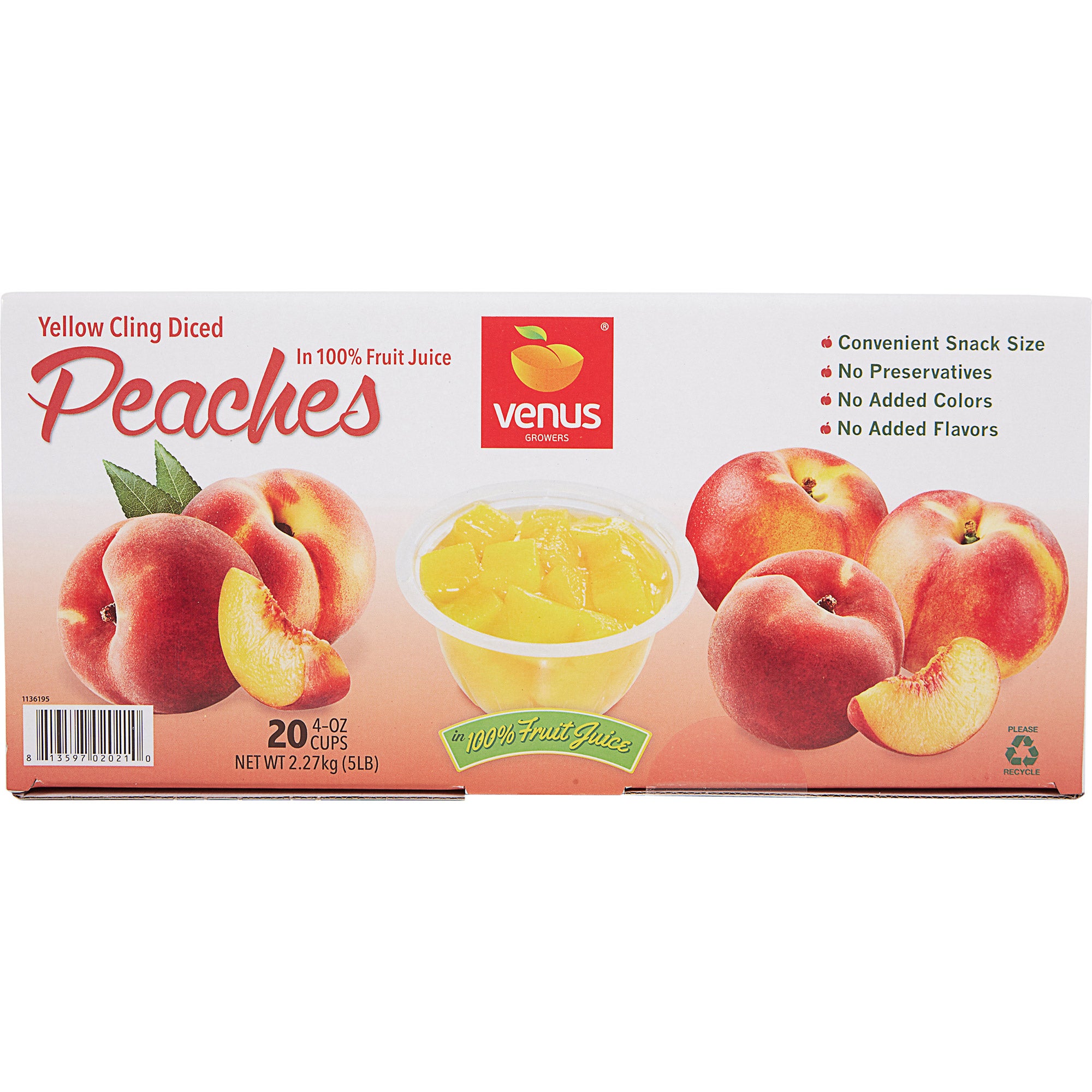 VENUS GROWERS DICED PEACH CUPS 20/4 OZ