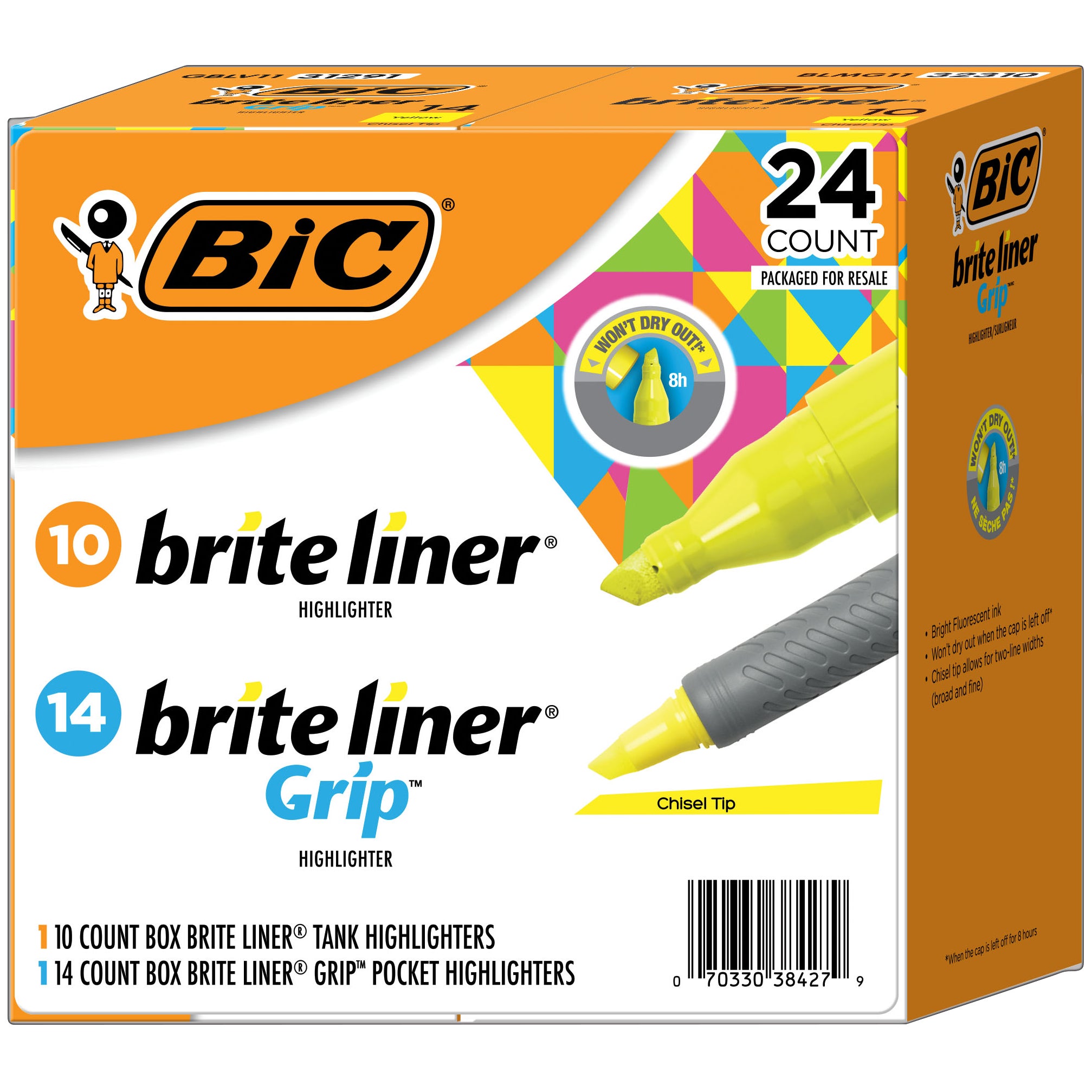 BIC HIGHLIGHTER YELLOW 24 COUNT