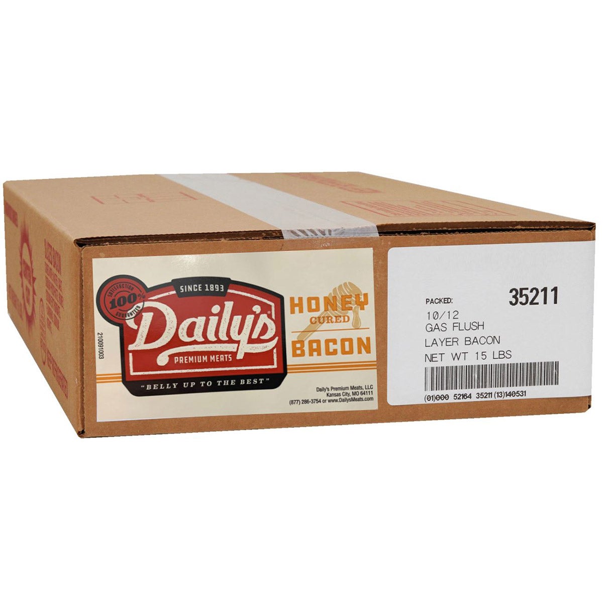 DAILY'S HONEY CURED 10/12 CT LAYER BACON 15 LBS - Image 1