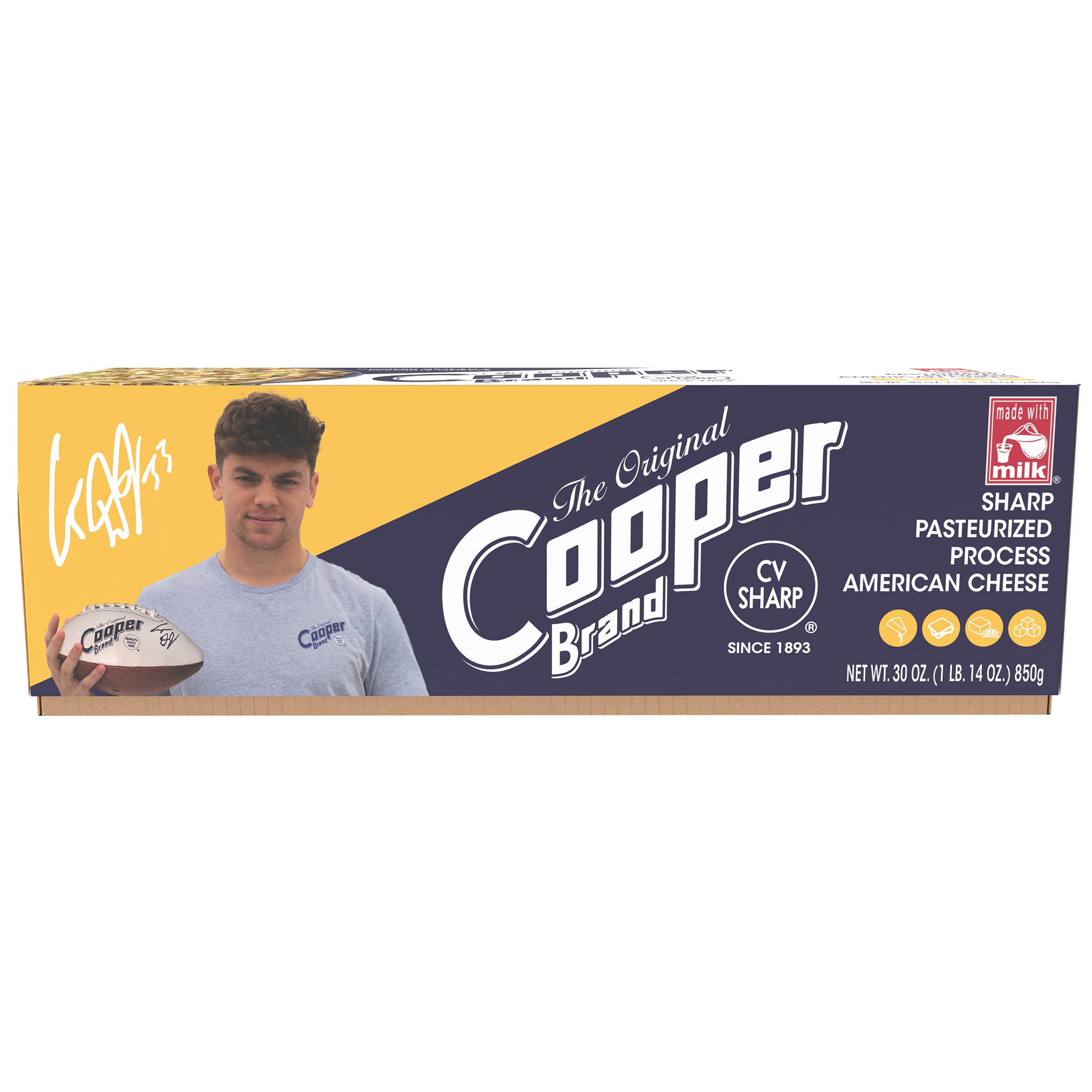 COOPER CHEESE AMERICAN WHITE CHEESE 30 OZ (1.875 LBS) - Image 1