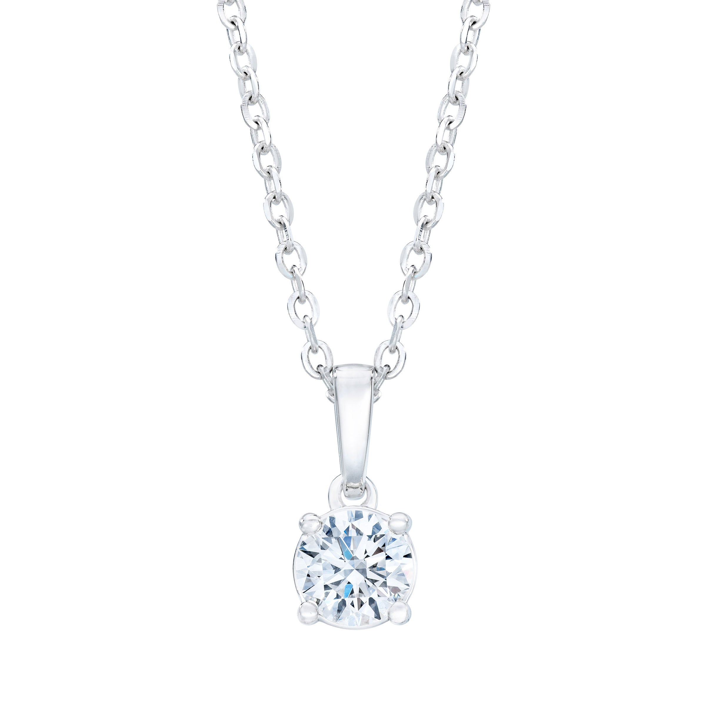 14KT WHITE GOLD VS2 I 0.90CT ROUND DIAMOND SOLITAIRE PENDANT - Image 1