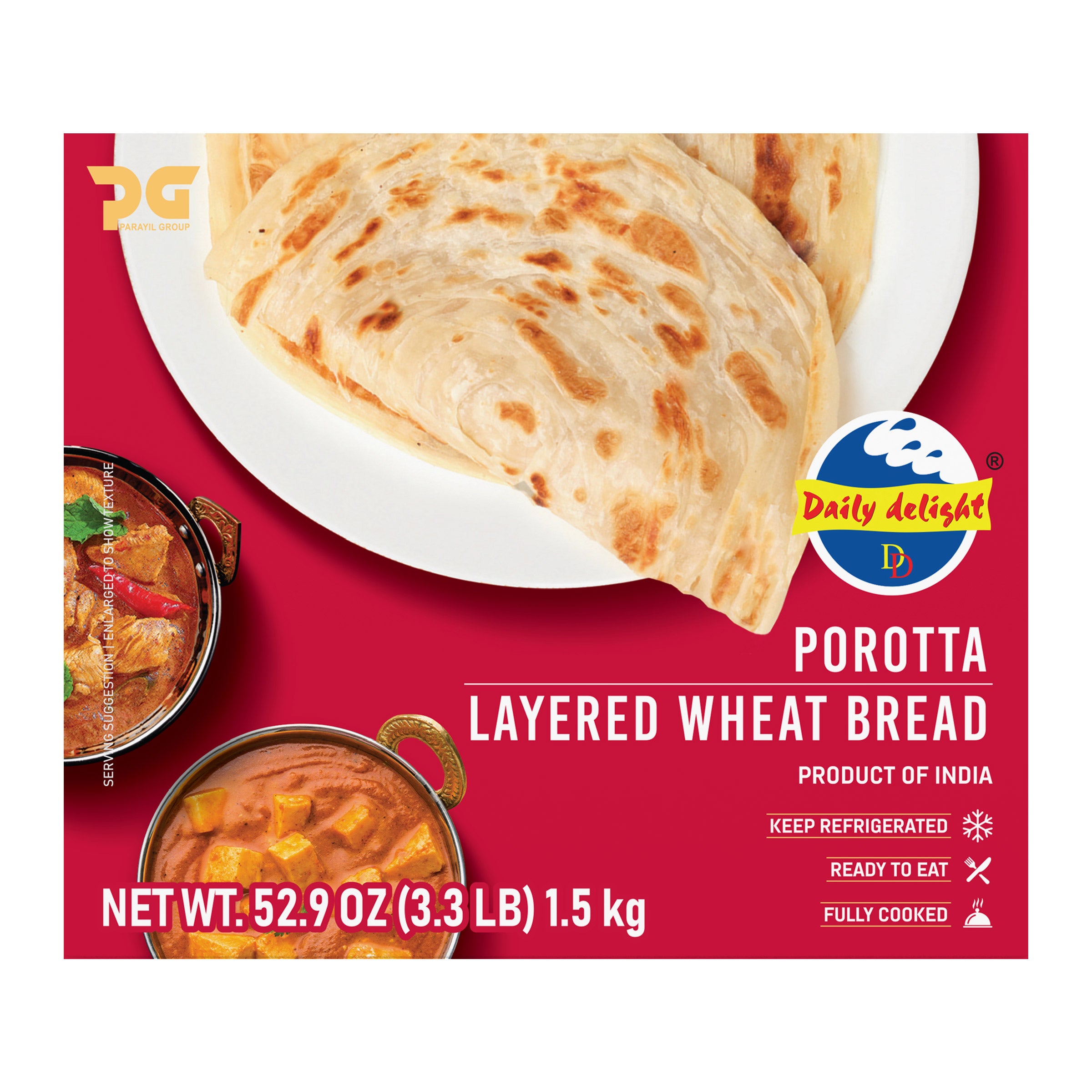 DAILY DELIGHT POROTTA BREAD 2/1.65 LBS