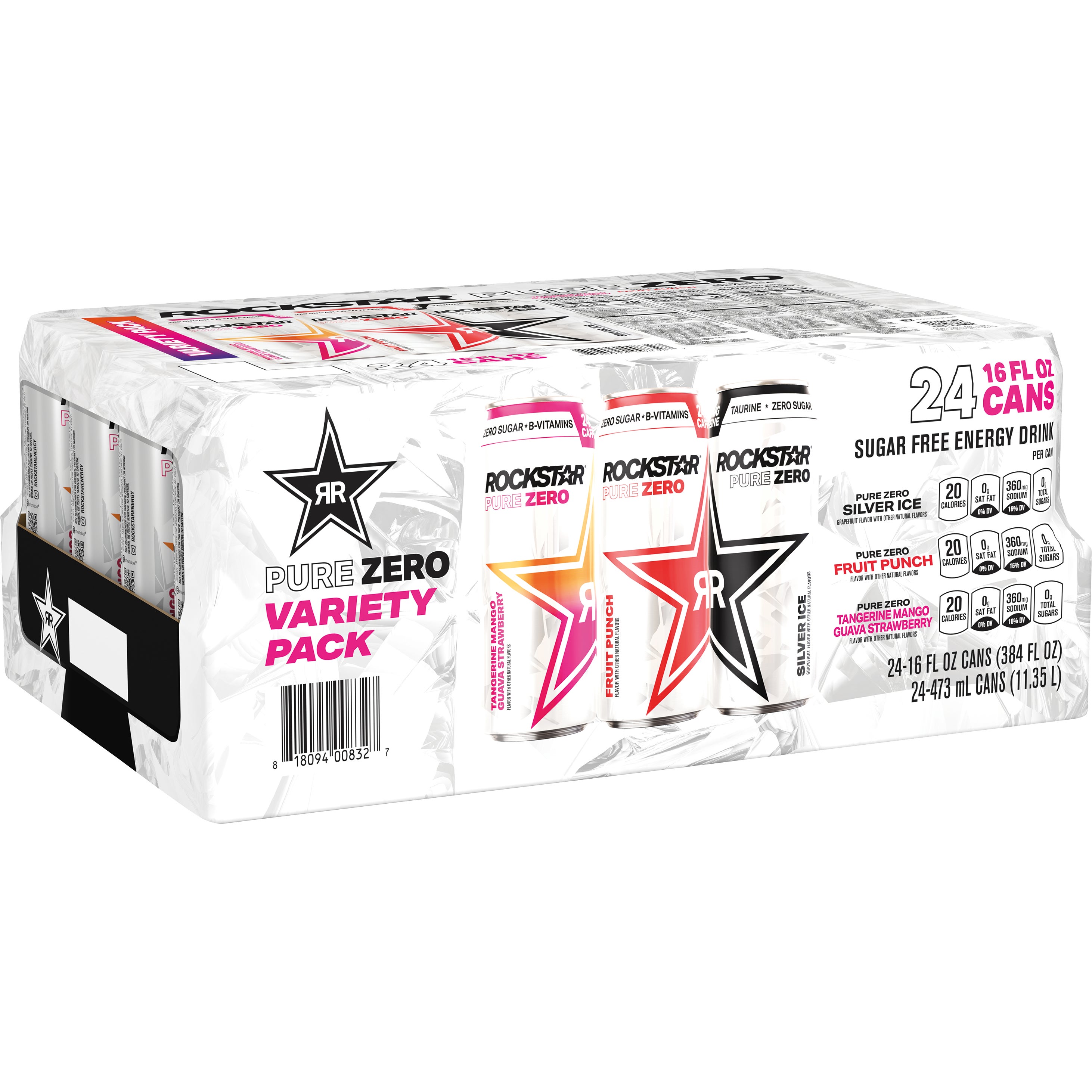 ROCKSTAR PURE ZERO VARIETY 24/16 OZ