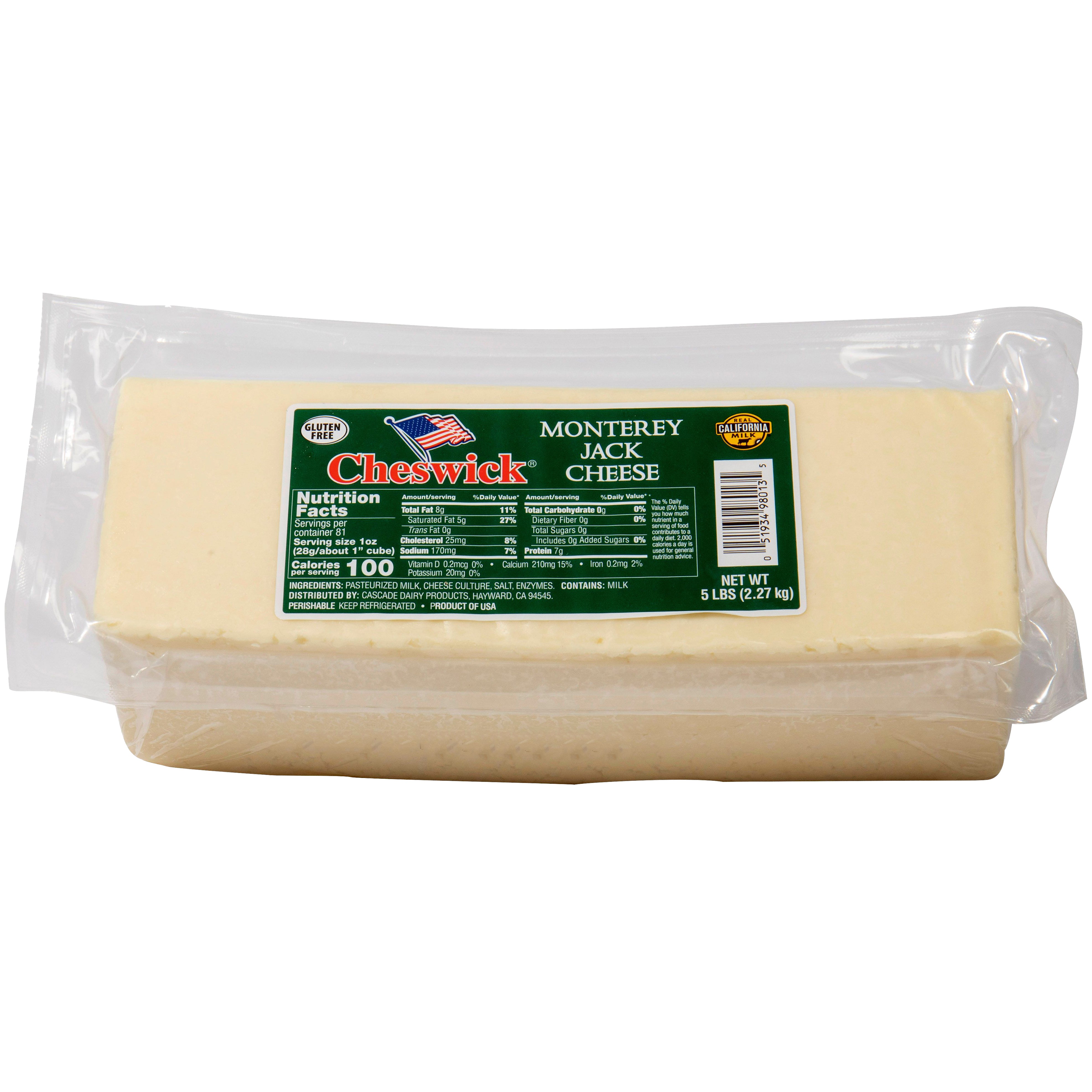 CHESWICK MONTEREY JACK CHEESE 5 LBS