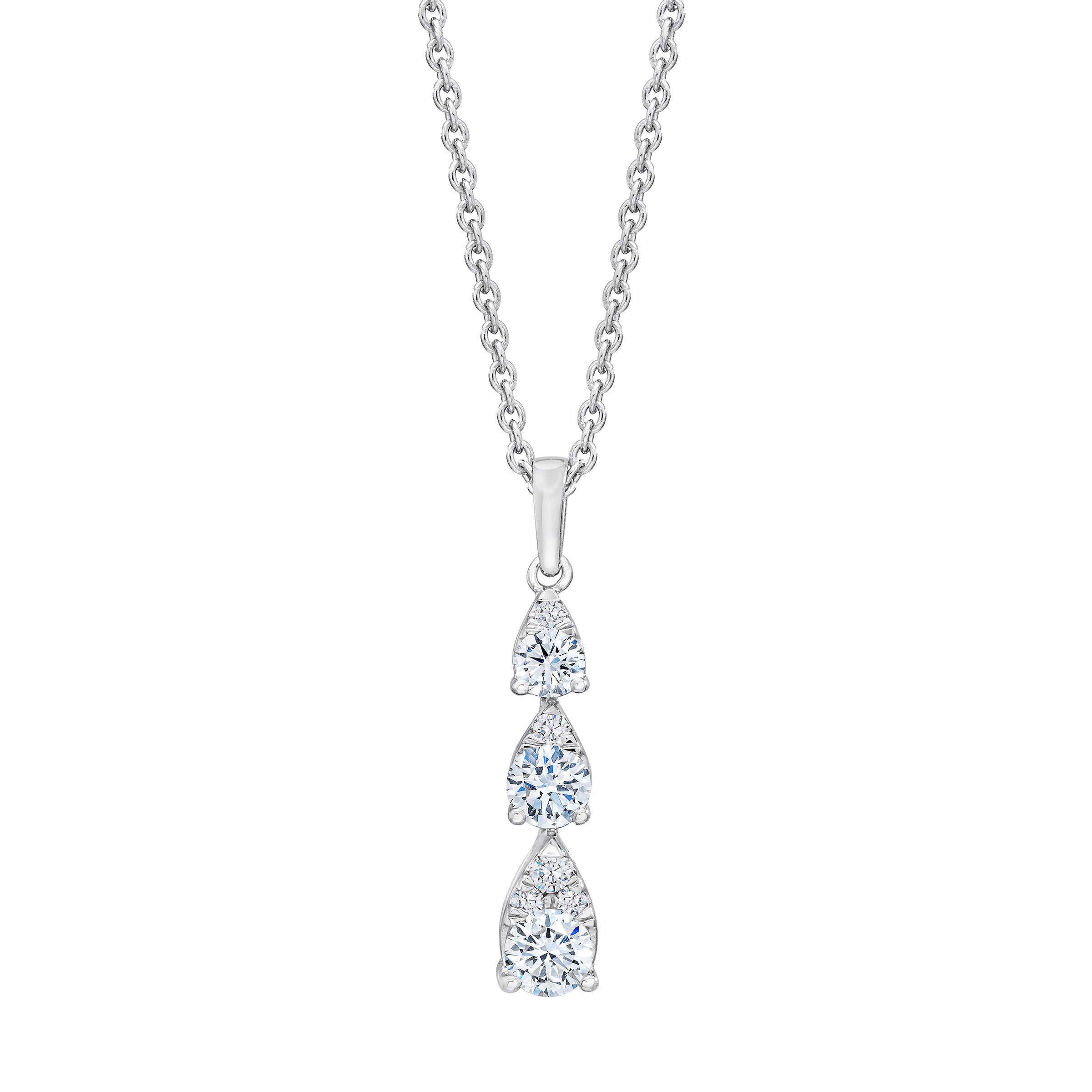 14KT WHITE GOLD VS2 G 0.40CTW ROUND DIAMOND DROP PENDANT - Image 1