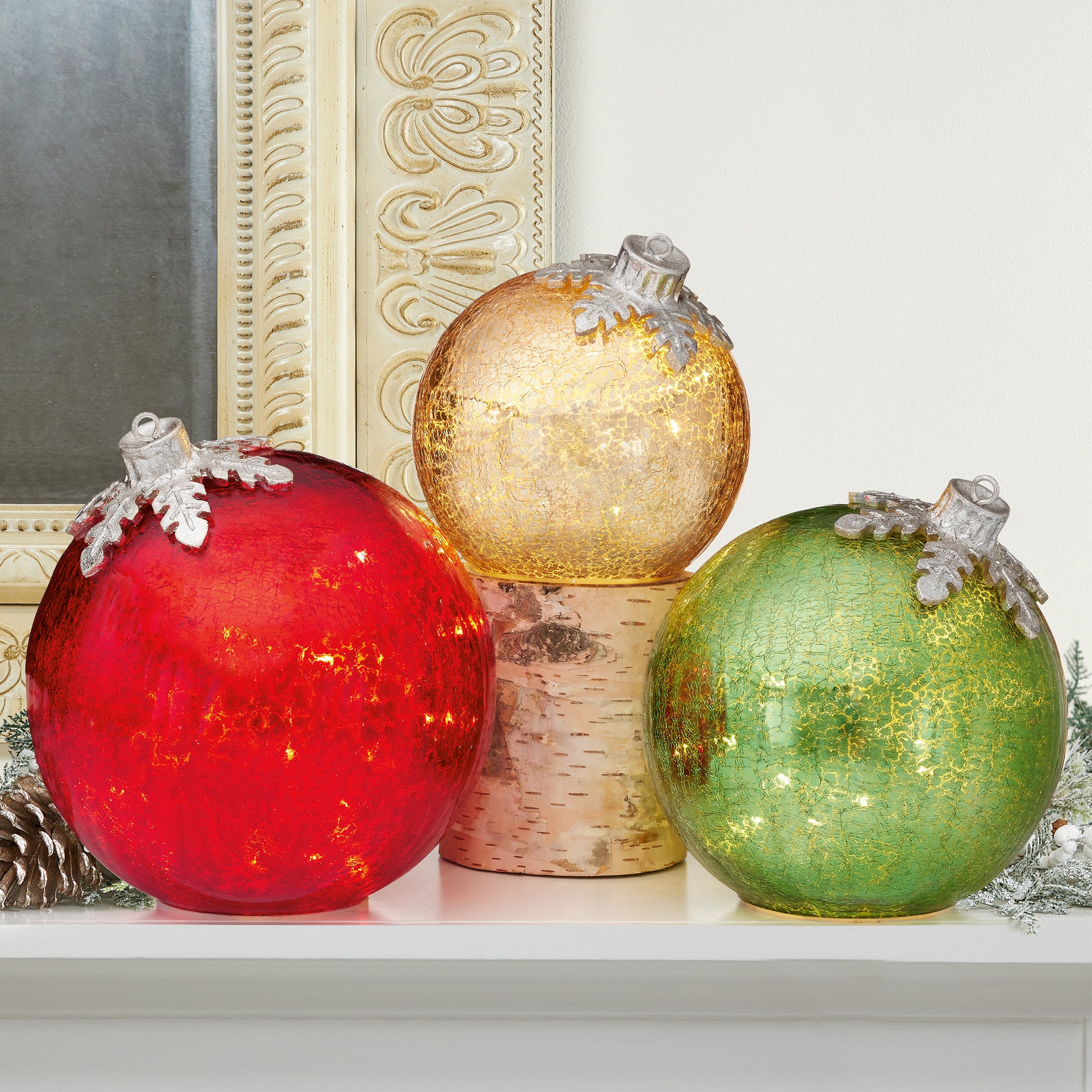 GLASS TABLE TOP ORNAMENTS SET OF 3 - Image 1