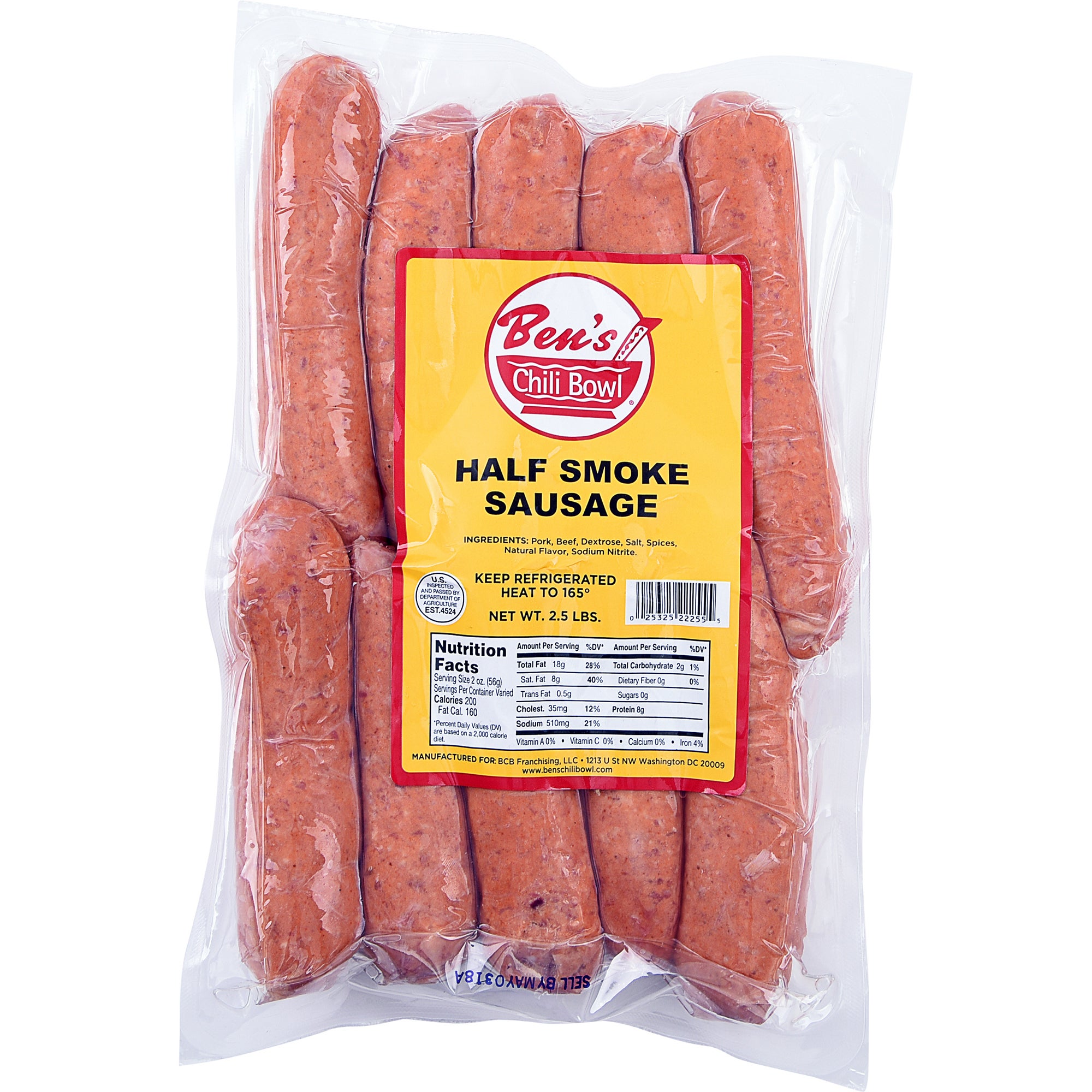 BEN'S CHILI BOWL HALF SMOKE SAUSAGE 40 OZ (2.5 LBS)