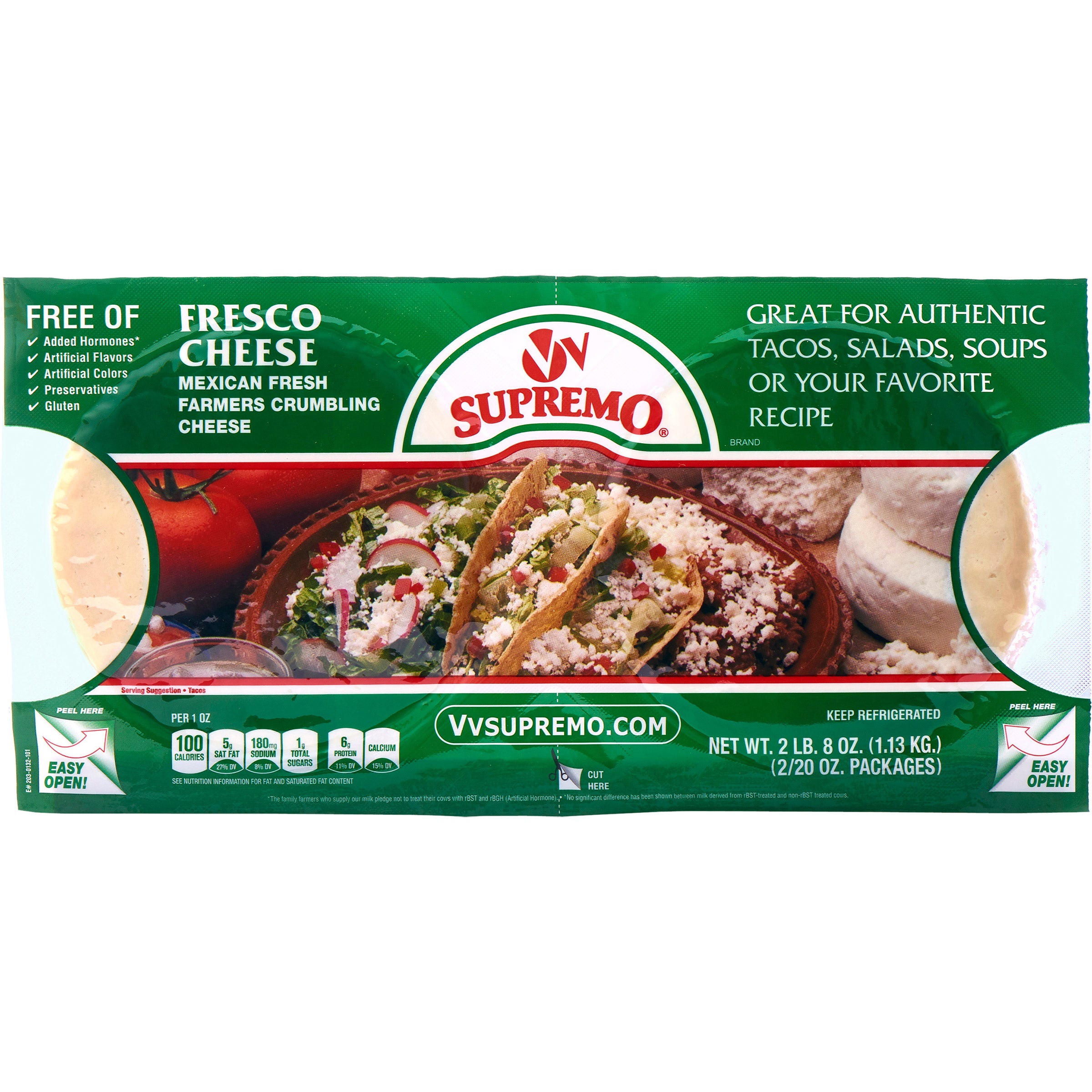 V&V SUPREMO FOODS QUESO FRESCO 2/20 OUNCE PACKAGE