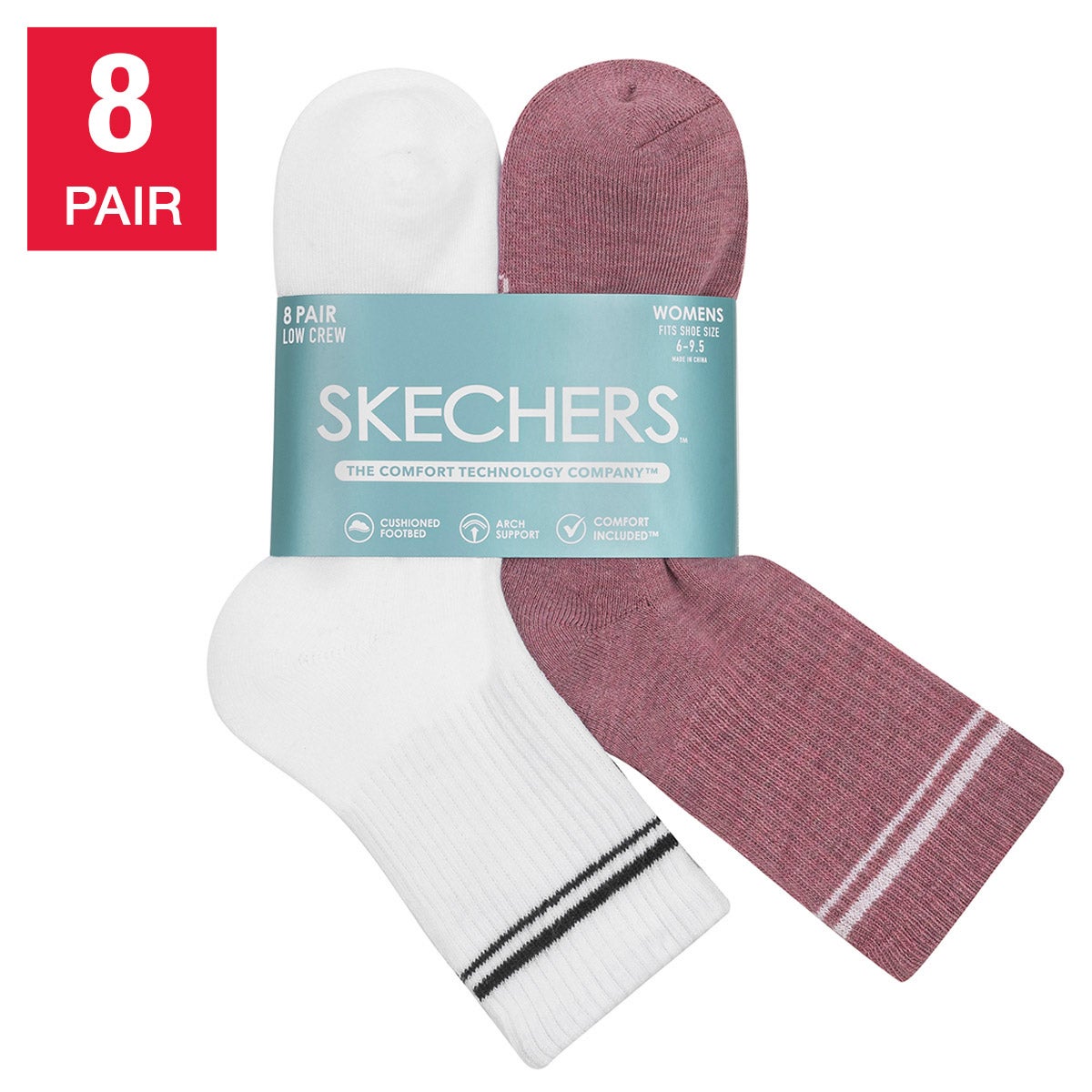 SKECHERS WOMEN'S CREW SOCK 8PR - Image 1