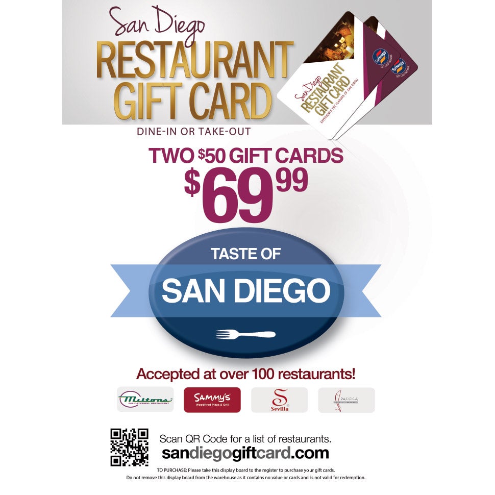 SAN DIEGO RESTAURANT 2/$50 GIFT CARDS ITEM IS NON-REFUNDABLE - Image 1