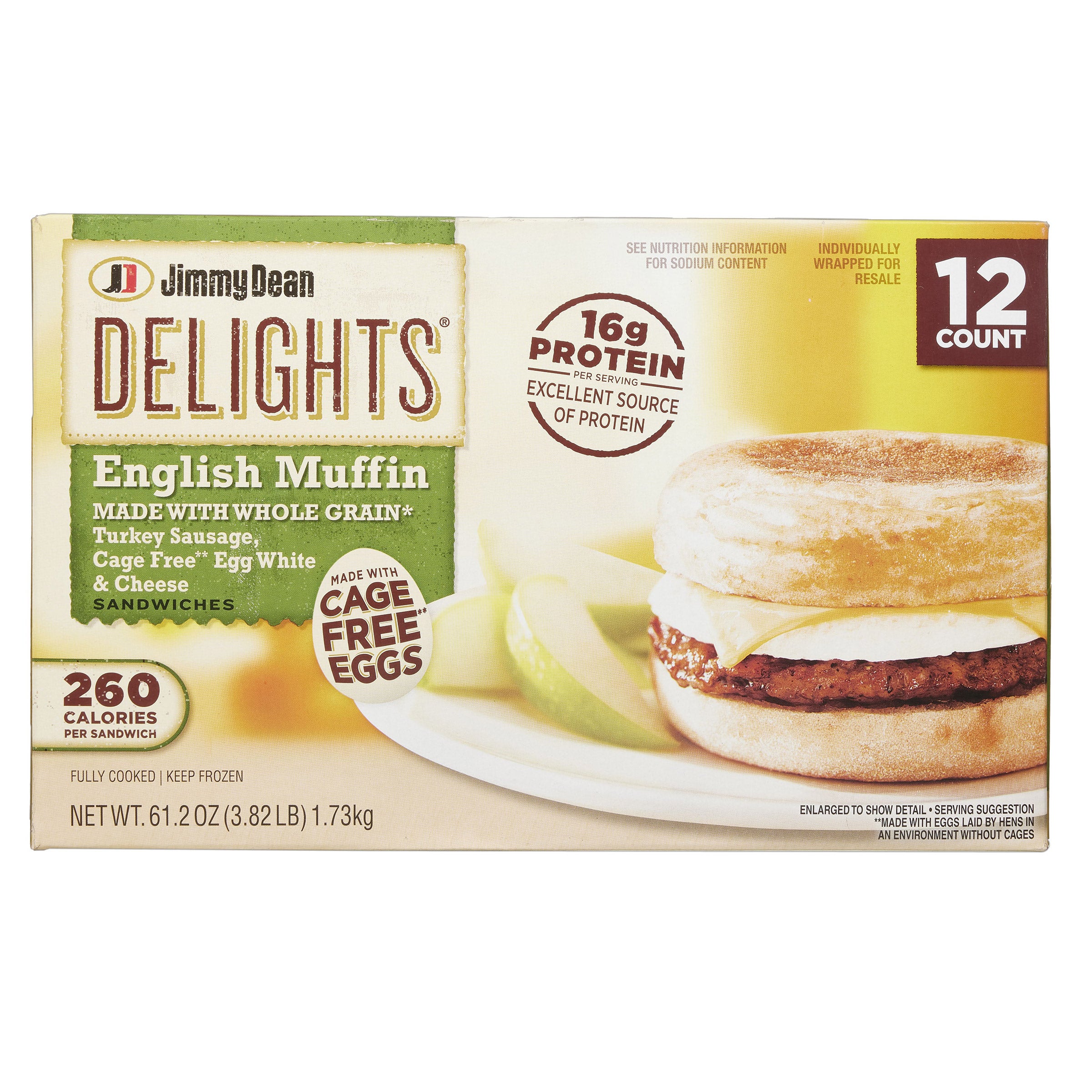 JIMMY DEAN DELIGHTS TURKEY SAUSAGE & EGG MUFFINS 12CT/61.2 OZ