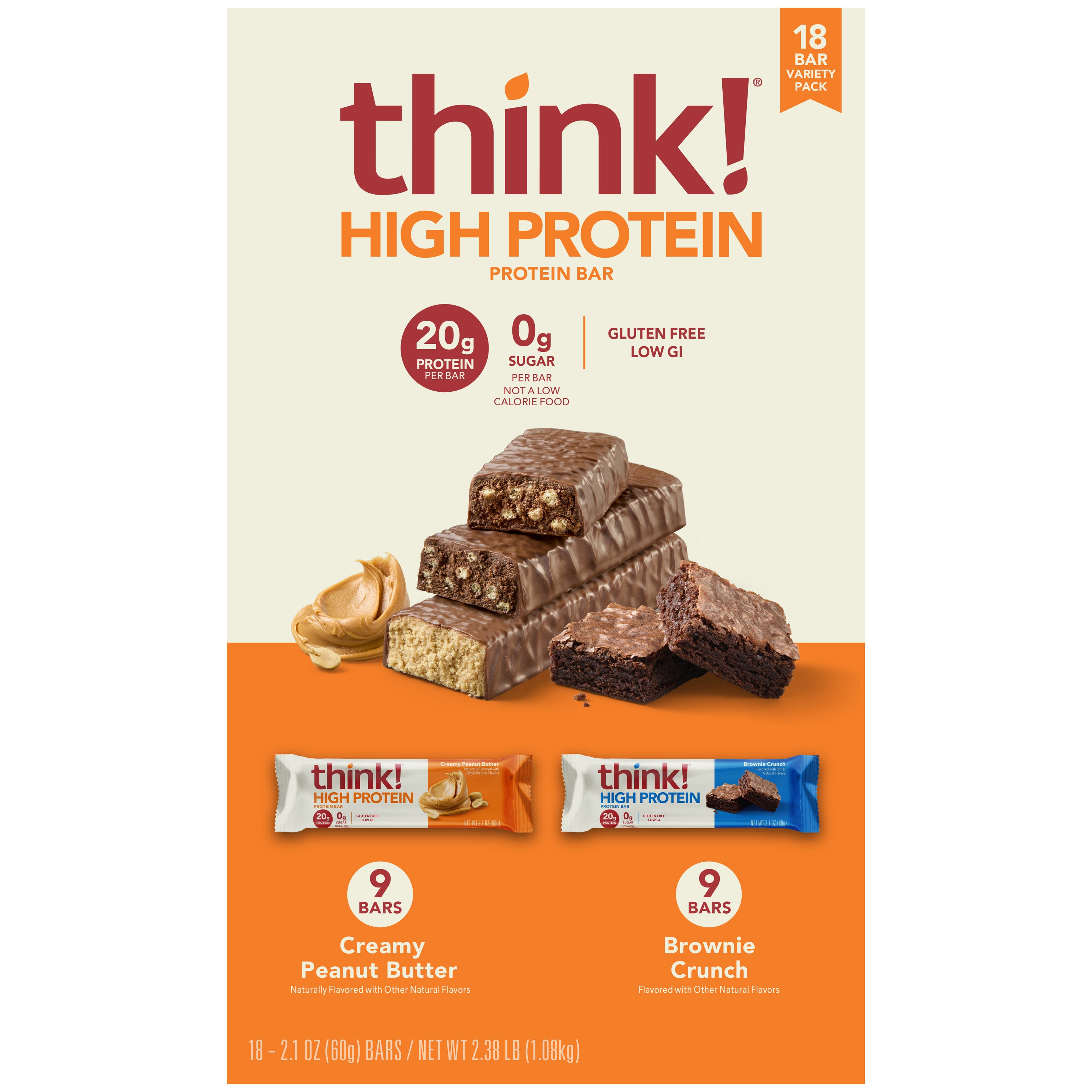 THINK! HIGH PROTEIN BARS VARIETY 18CT / 2.1 OZ