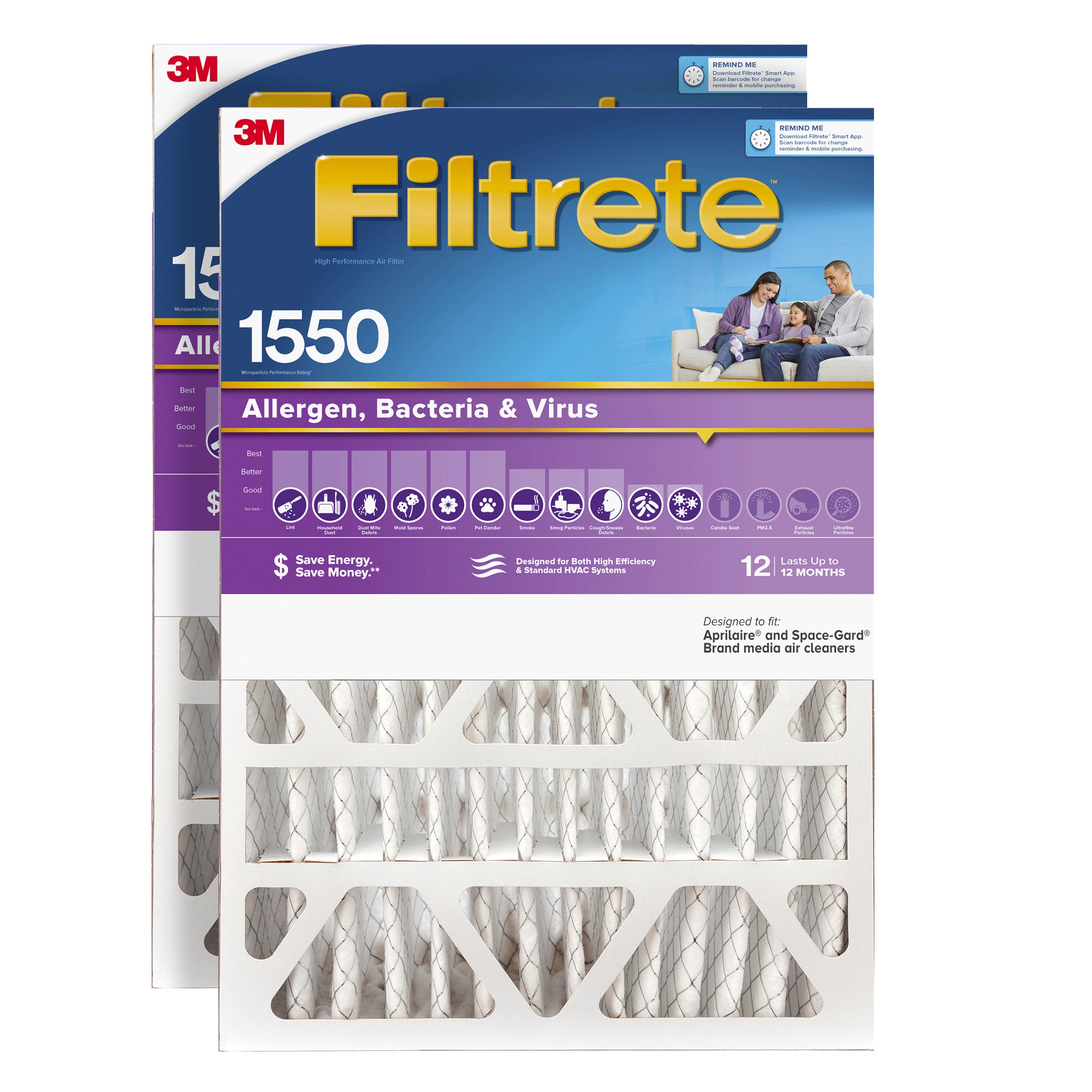 3M 4¨ FILTRETE 1500 SERIES 20X25X4 2 PACK FURNACE FILTER