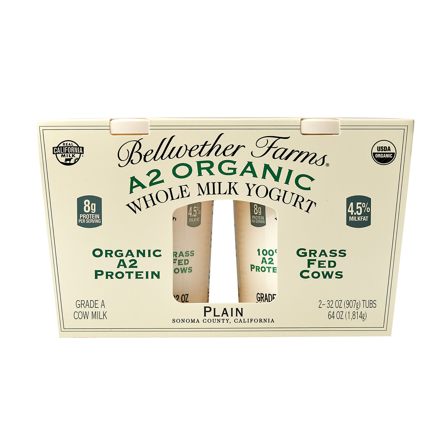 BELLWETHER ORGANIC A2 WHOLE MILK YOGURT 2/32 OZ