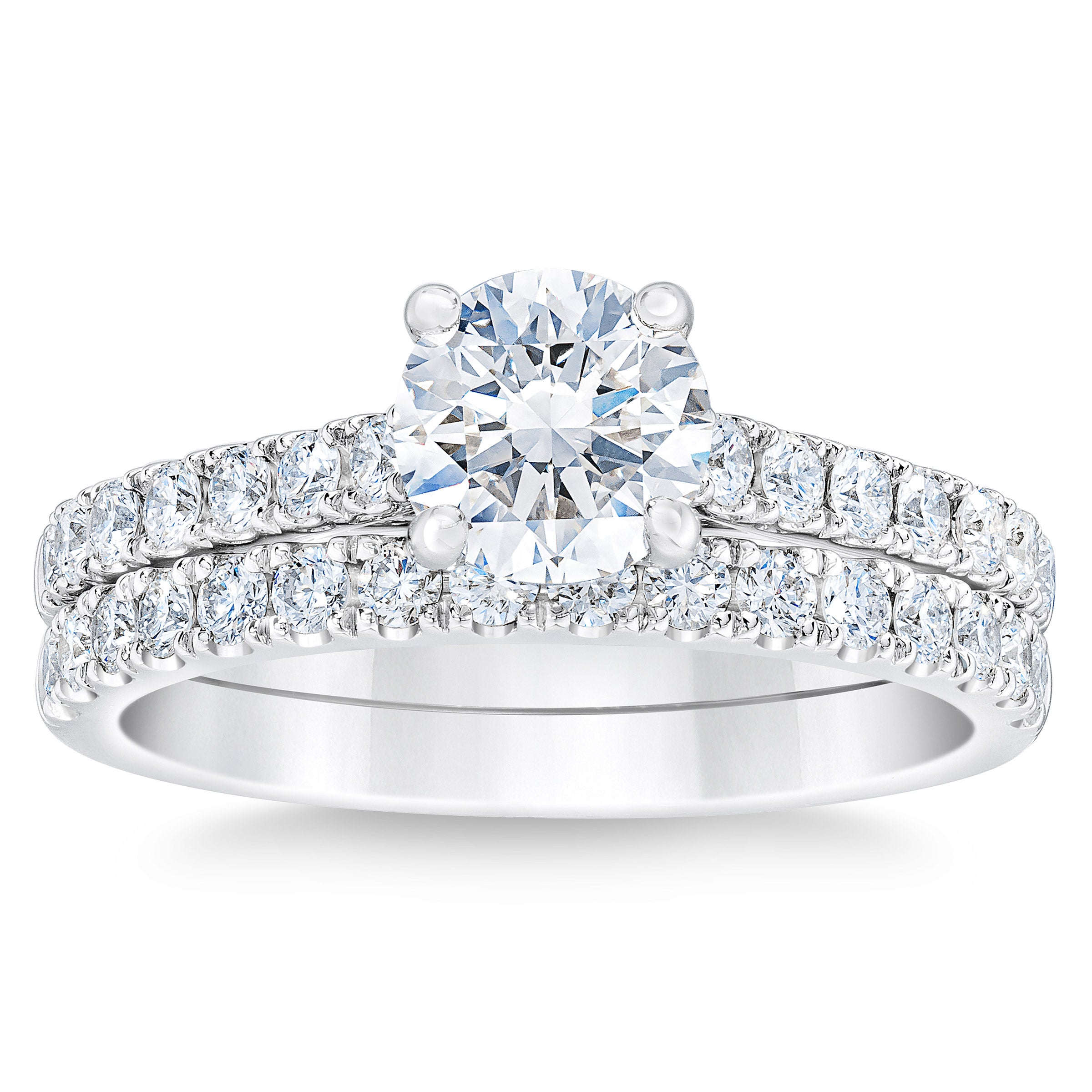 1.98CTW ROUND DIAMOND PLATINUM WEDDING SET 1.23CT CENTER VVS2 "I"