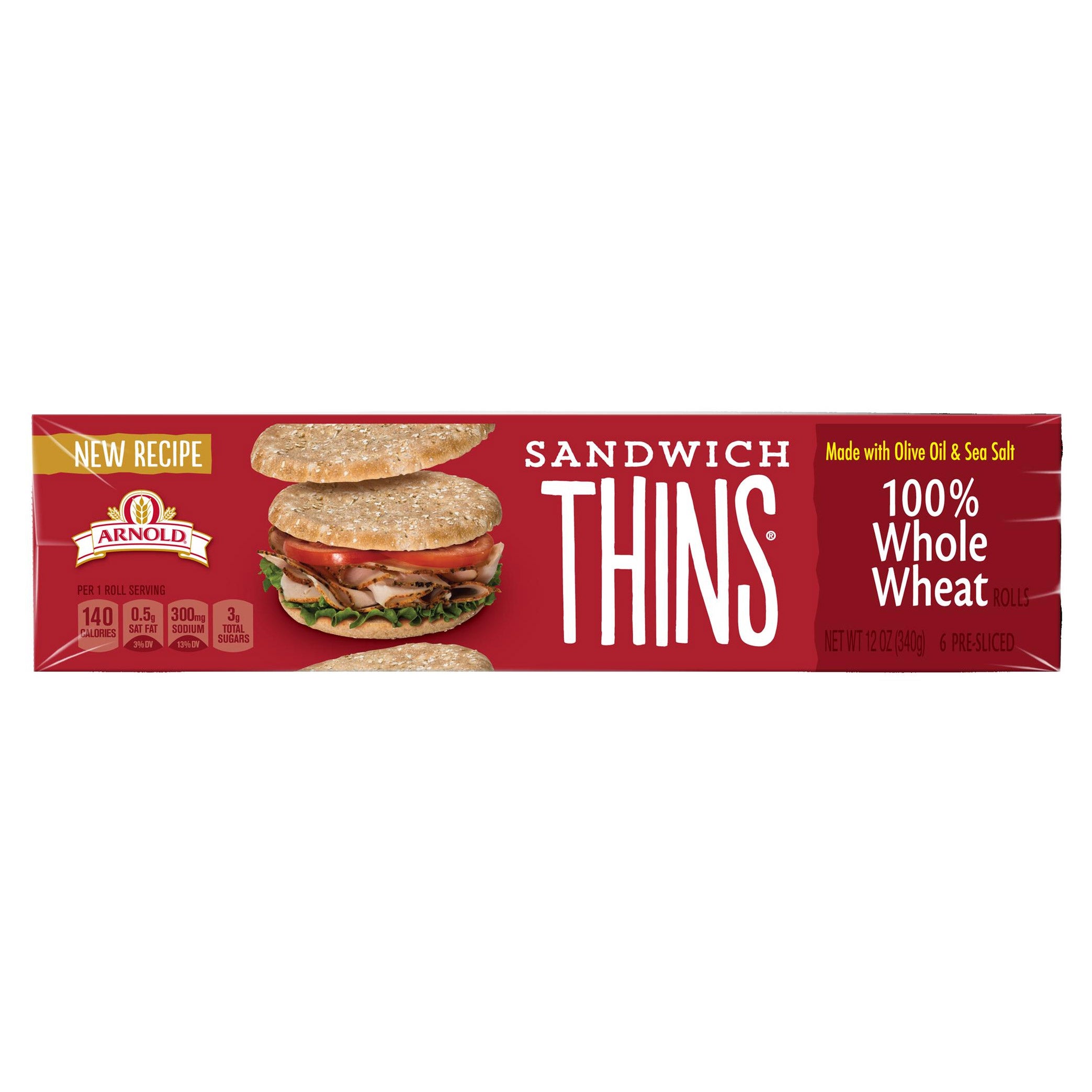 ARNOLDS 100% WHOLE WHEAT SANDWICH THINS 18 CT / 36 OZ