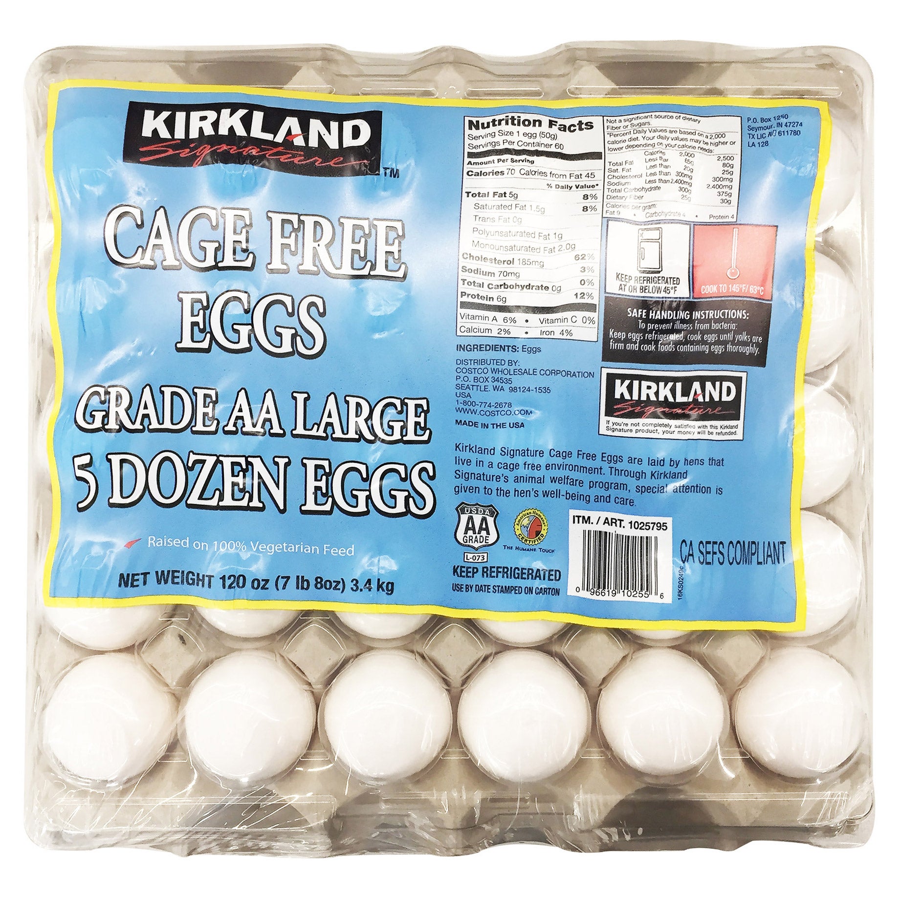 USDA GRADE AA CAGE FREE LARGE EGGS (5 DZ)