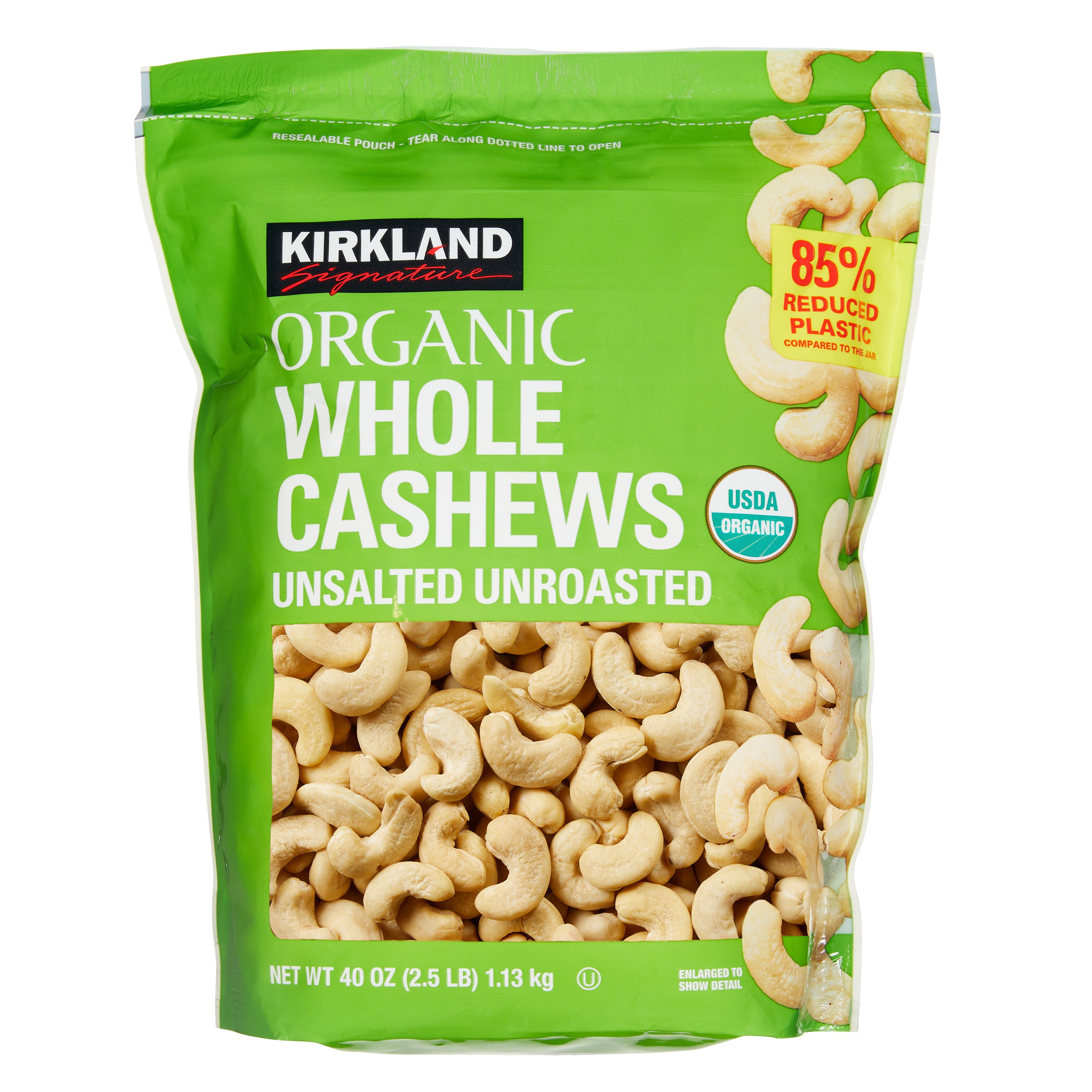 KIRKLAND SIGNATURE ORG UNSALTED CASHEW 40 OZ - Image 1