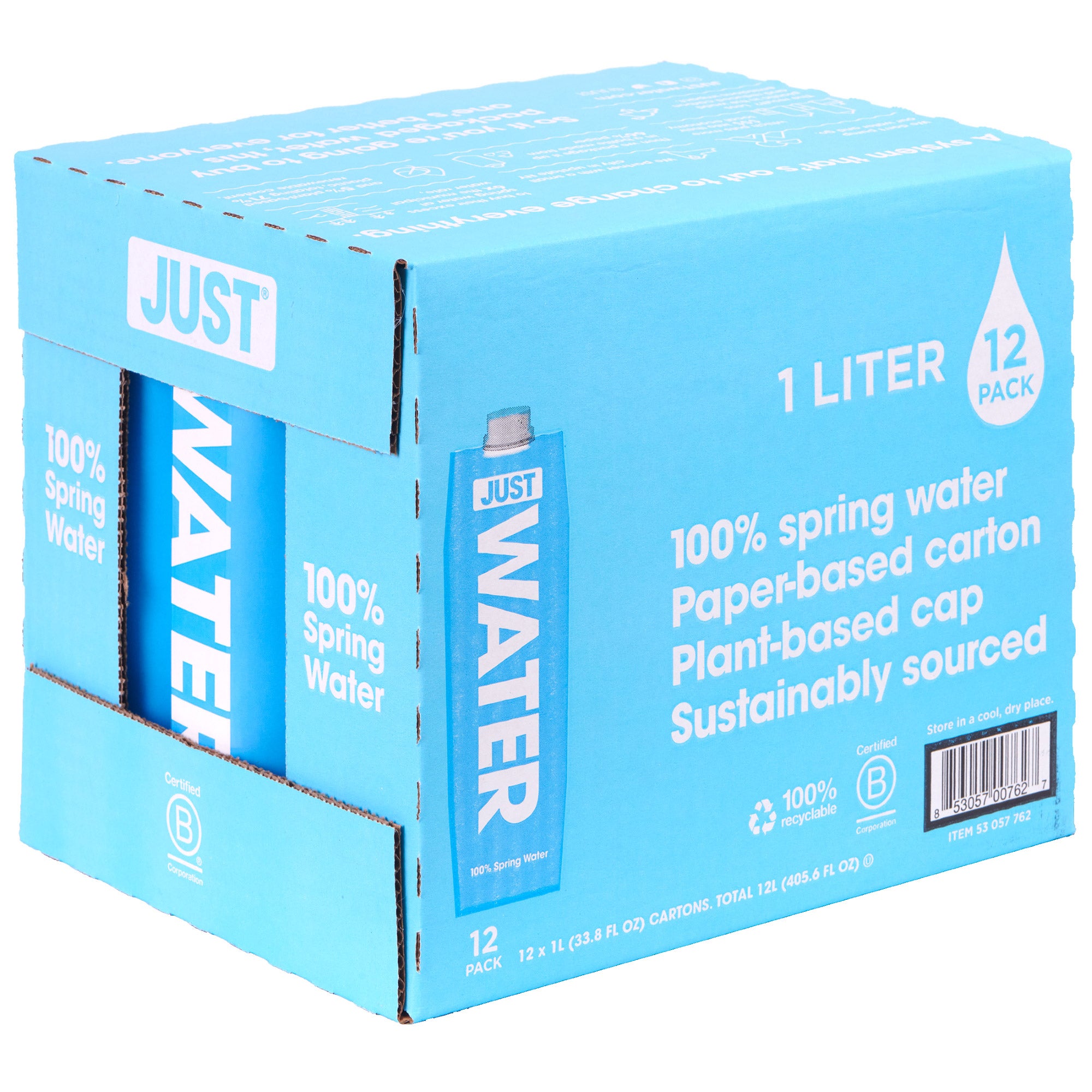 JUST WATER ALKALINE SPRING WATER 12 PACK 1 LITER EACH