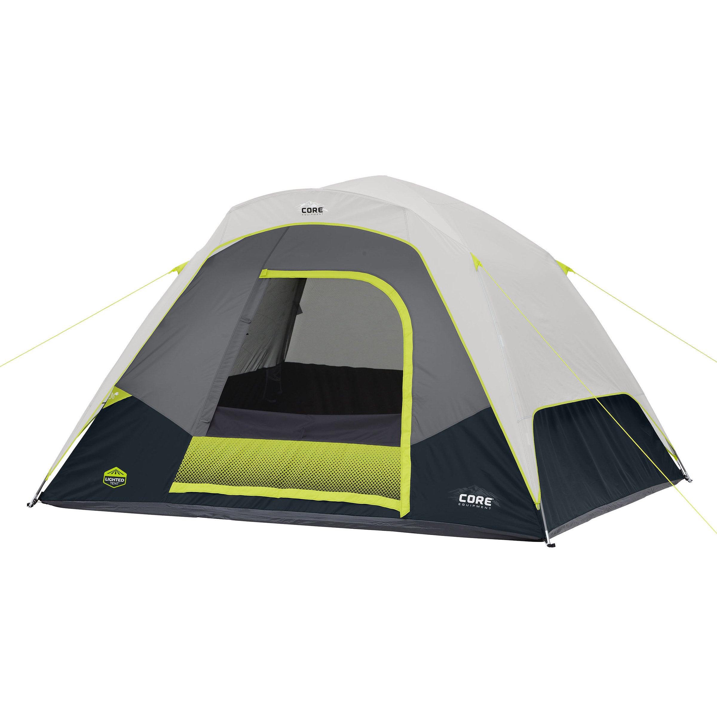 CORE 6P LIGHTED DOME TENT WITH HALF RAINFLY