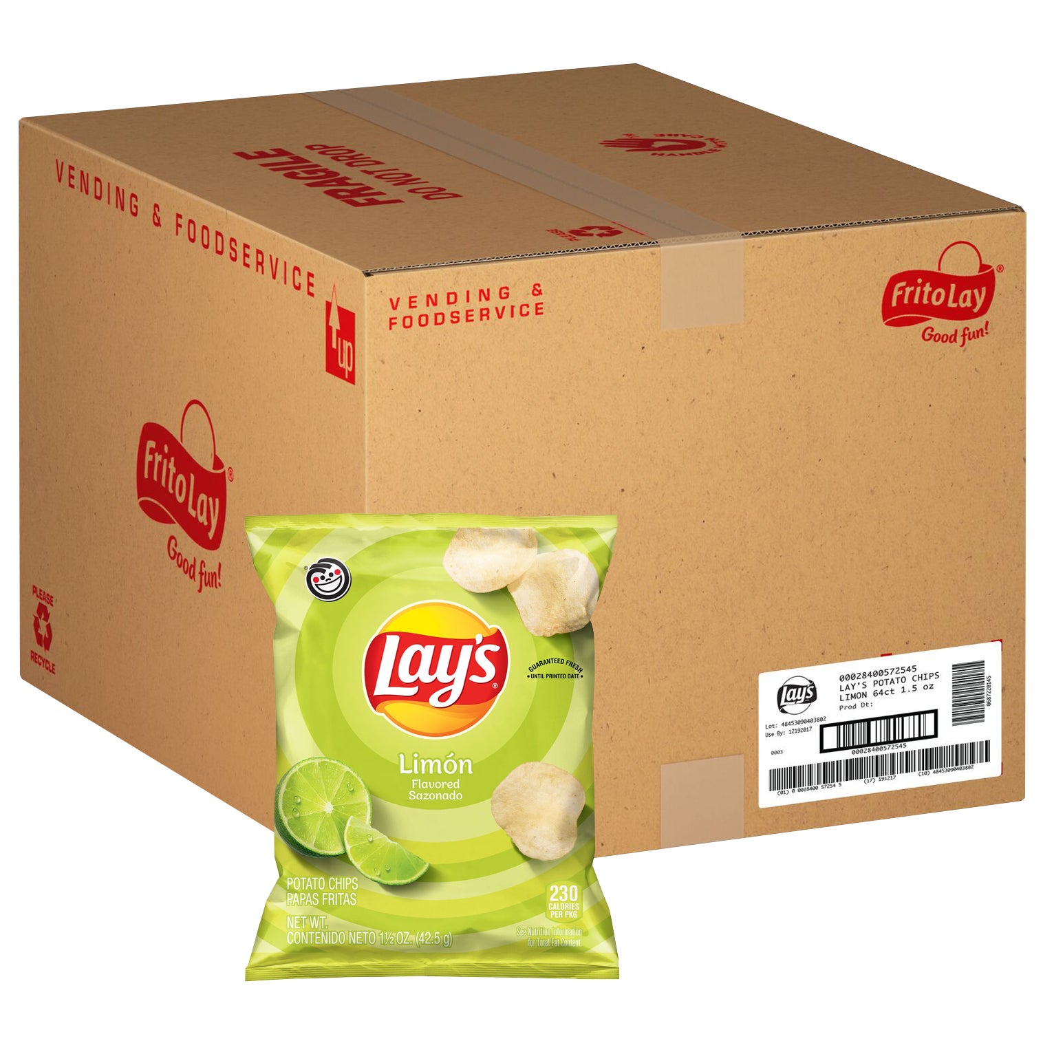FRITO LAY LAYS LIMON CHIPS 64 CT / 1.5 OZ
