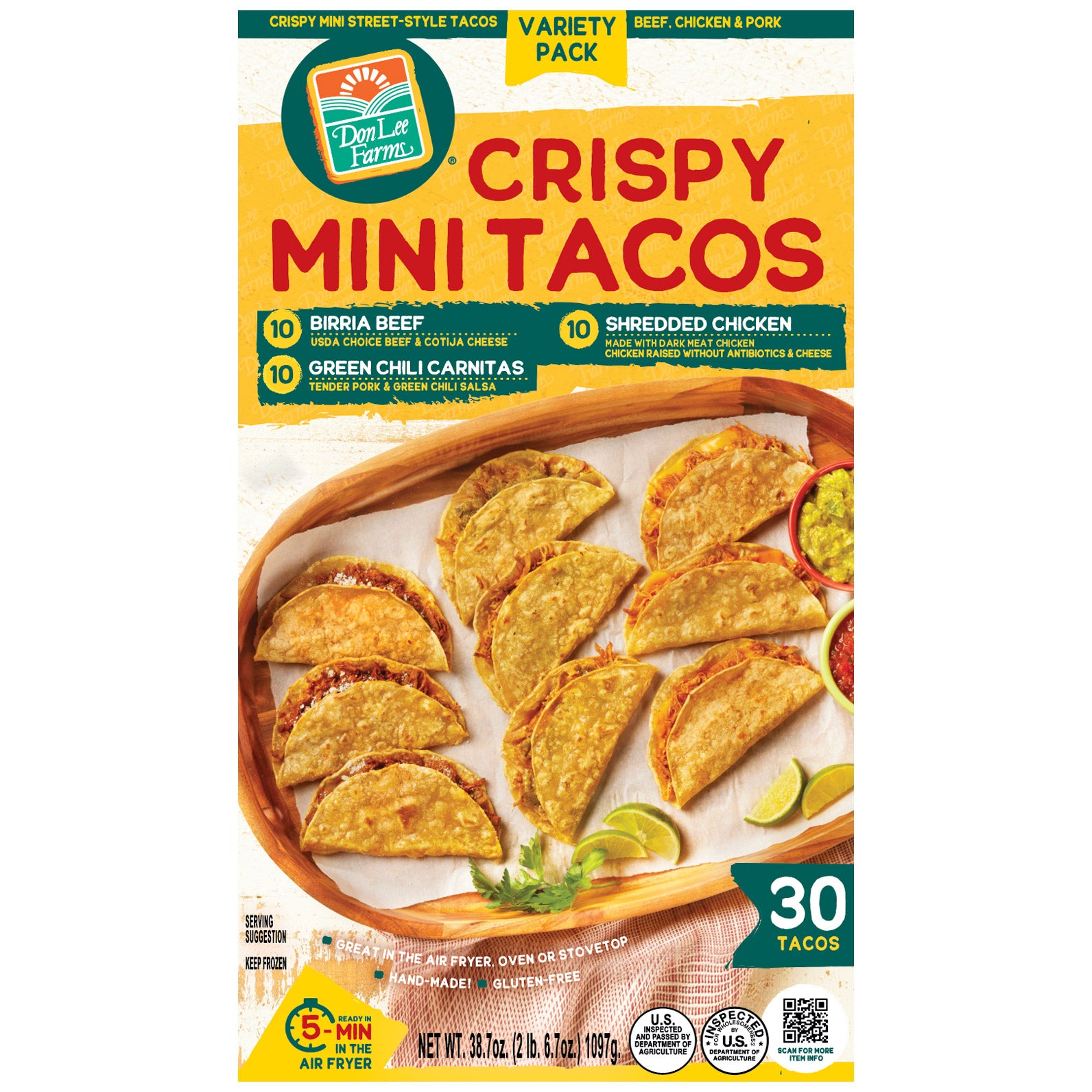 DON LEE FARMS MINI TACO VARIETY 30 COUNT BOX
