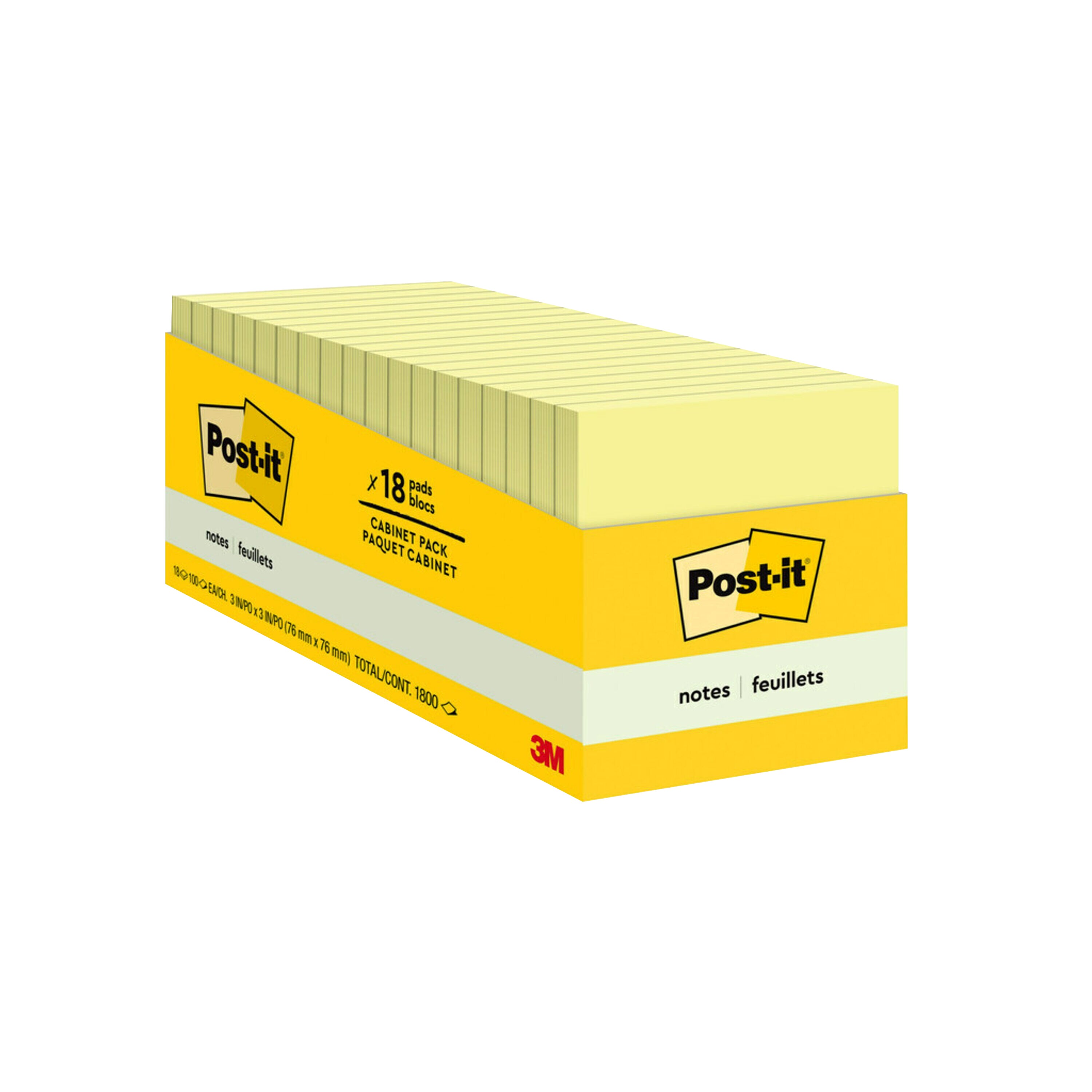 3M POST-IT CANARY 3X3 18PAD PK MMM65418CP