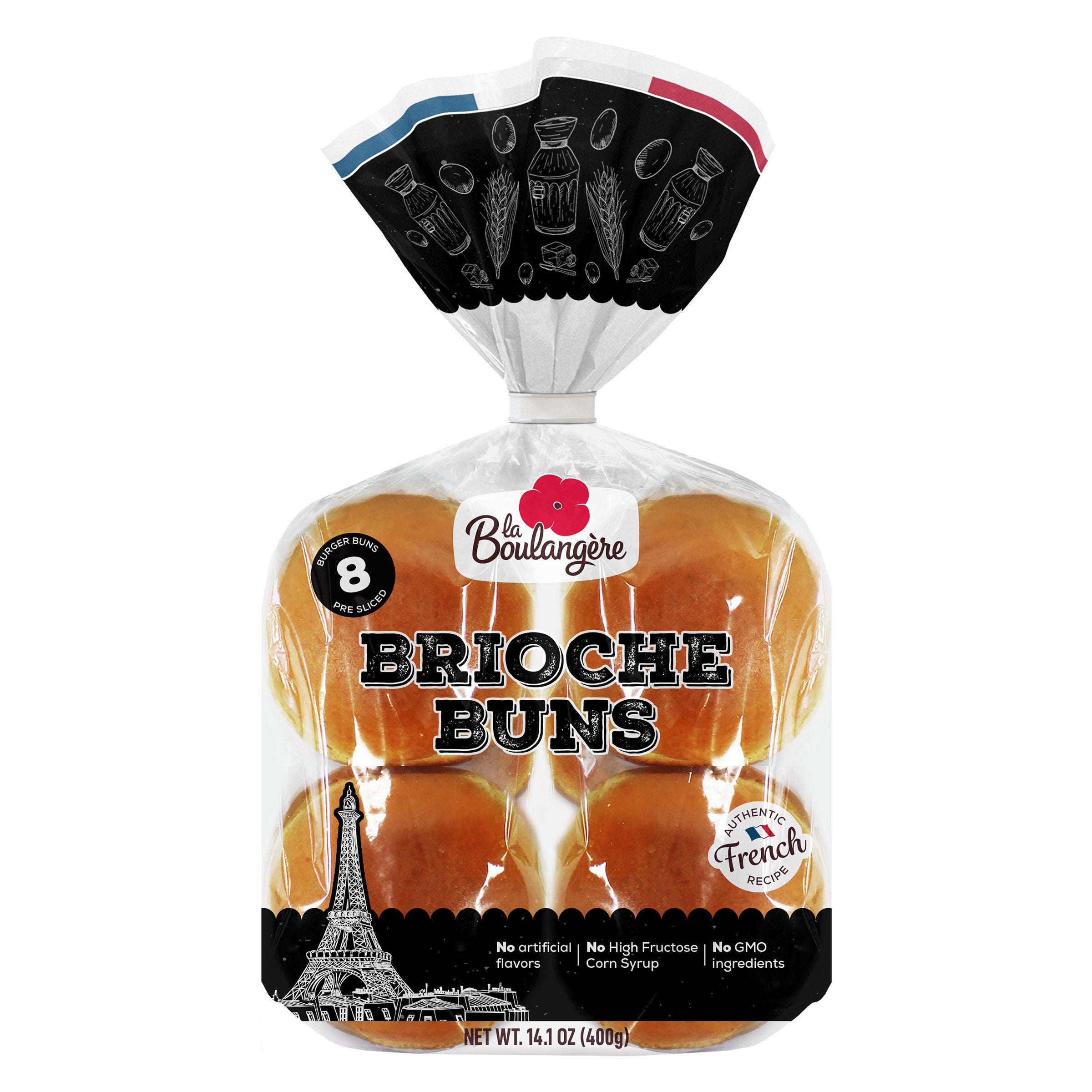 LA BOULANGERE BRIOCHE BURGER BUNS 8 COUNT PACKAGE