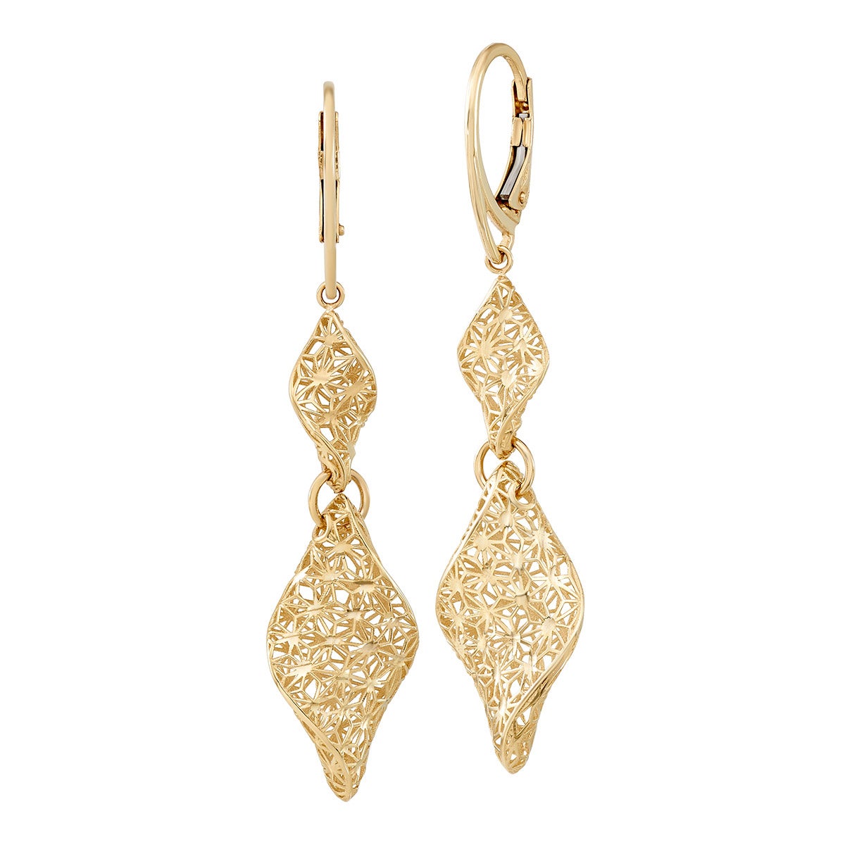 14KT YELLOW GOLD DANGLE EARRINGS MADE IN ITALY - Image 1