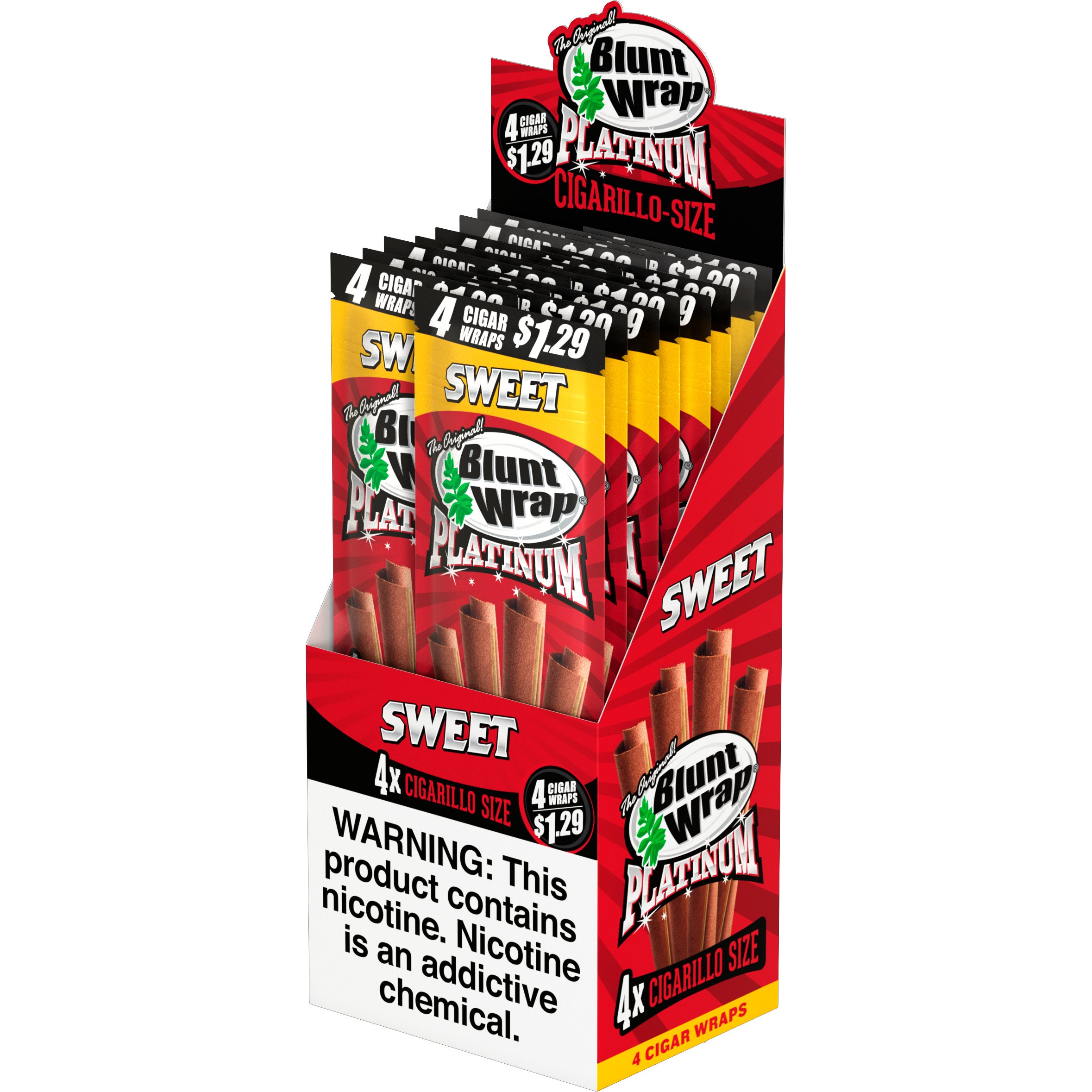 BLUNT WRAP PLATINUM 4X SWEET 15CT 4/$1.29 1.08OZ #25972