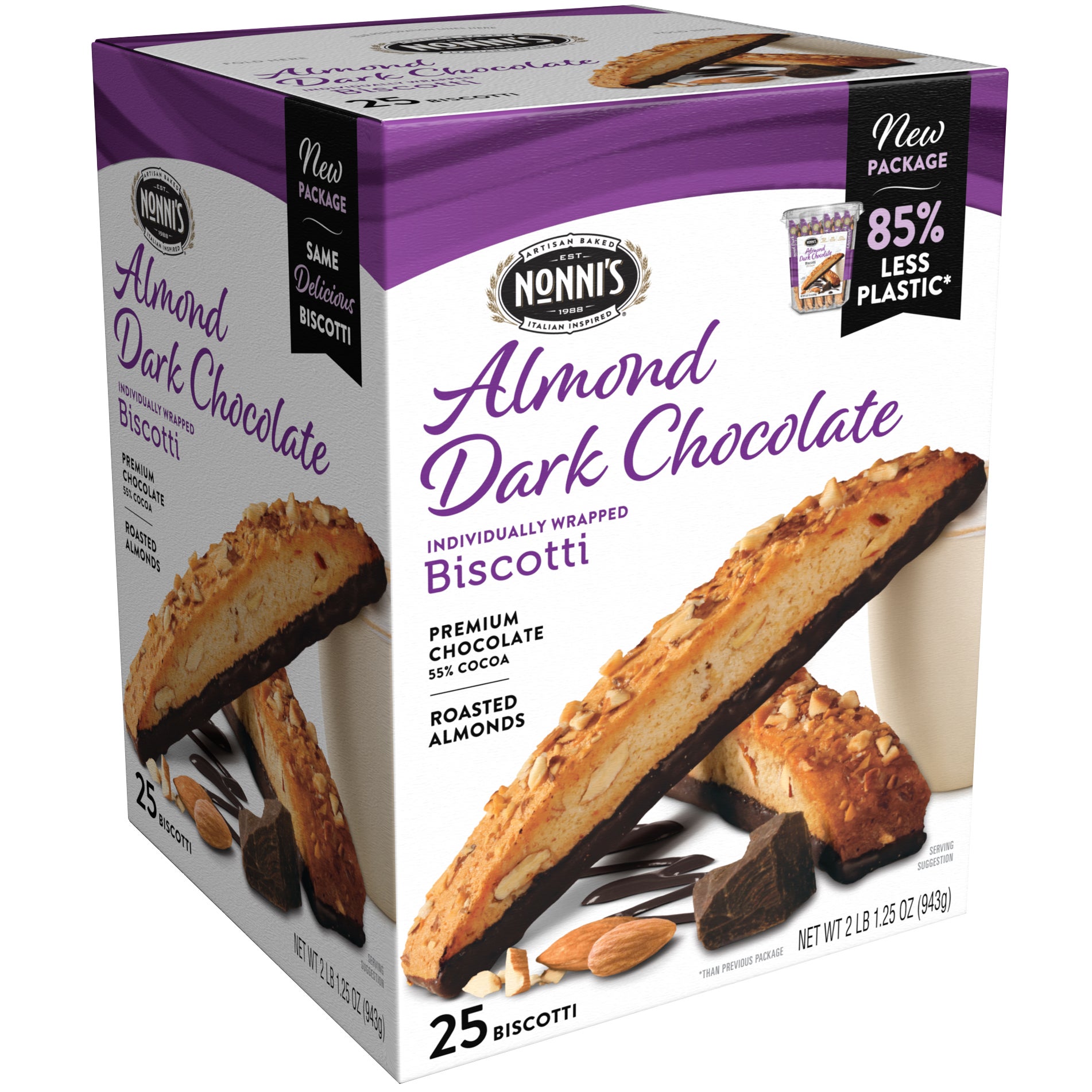 NONNI'S BISCOTTI DARK CHOCOLATE ALMOND 25 CT - Image 1