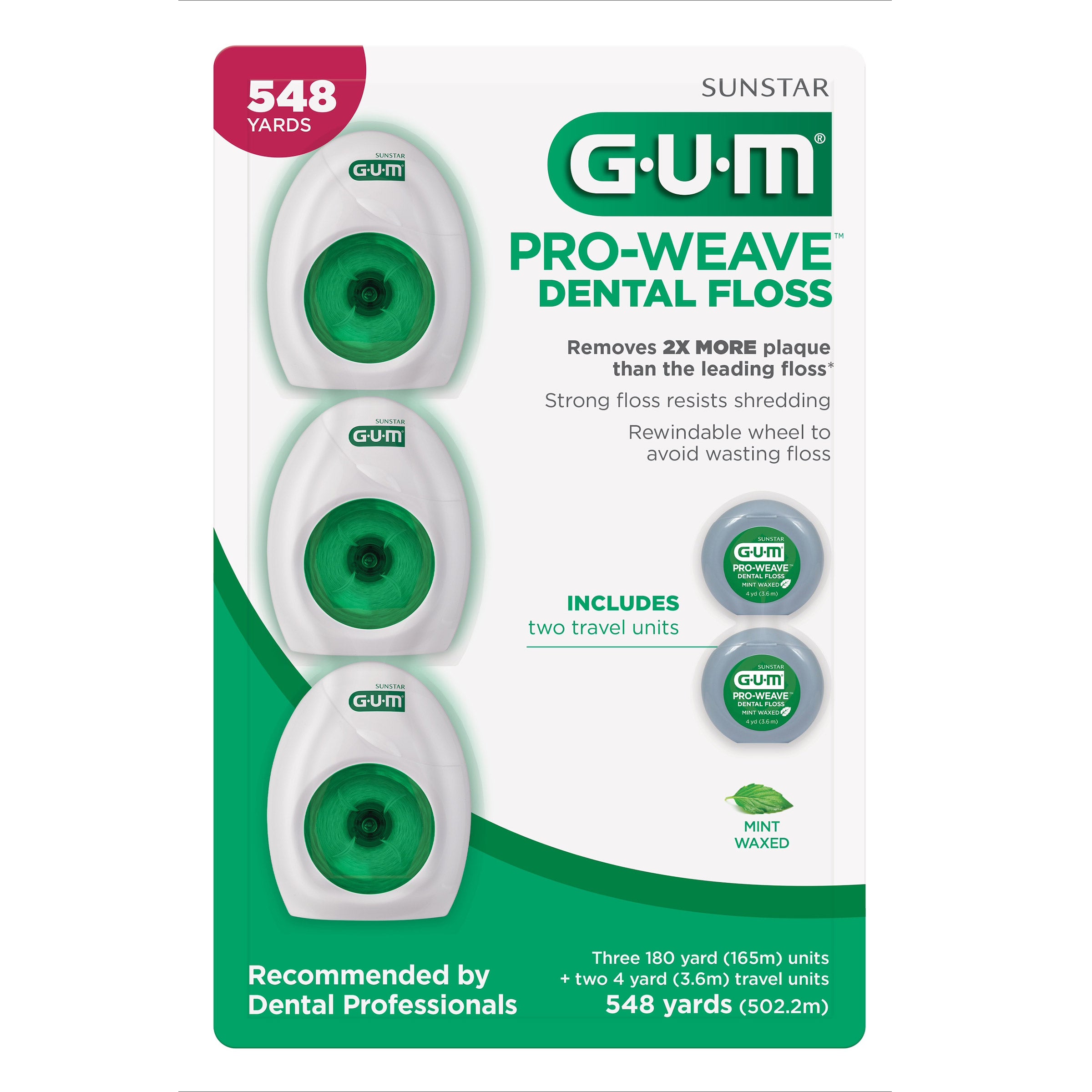 GUM PRO-WEAVE DENTAL FLOSS 548 TOTAL YARDS