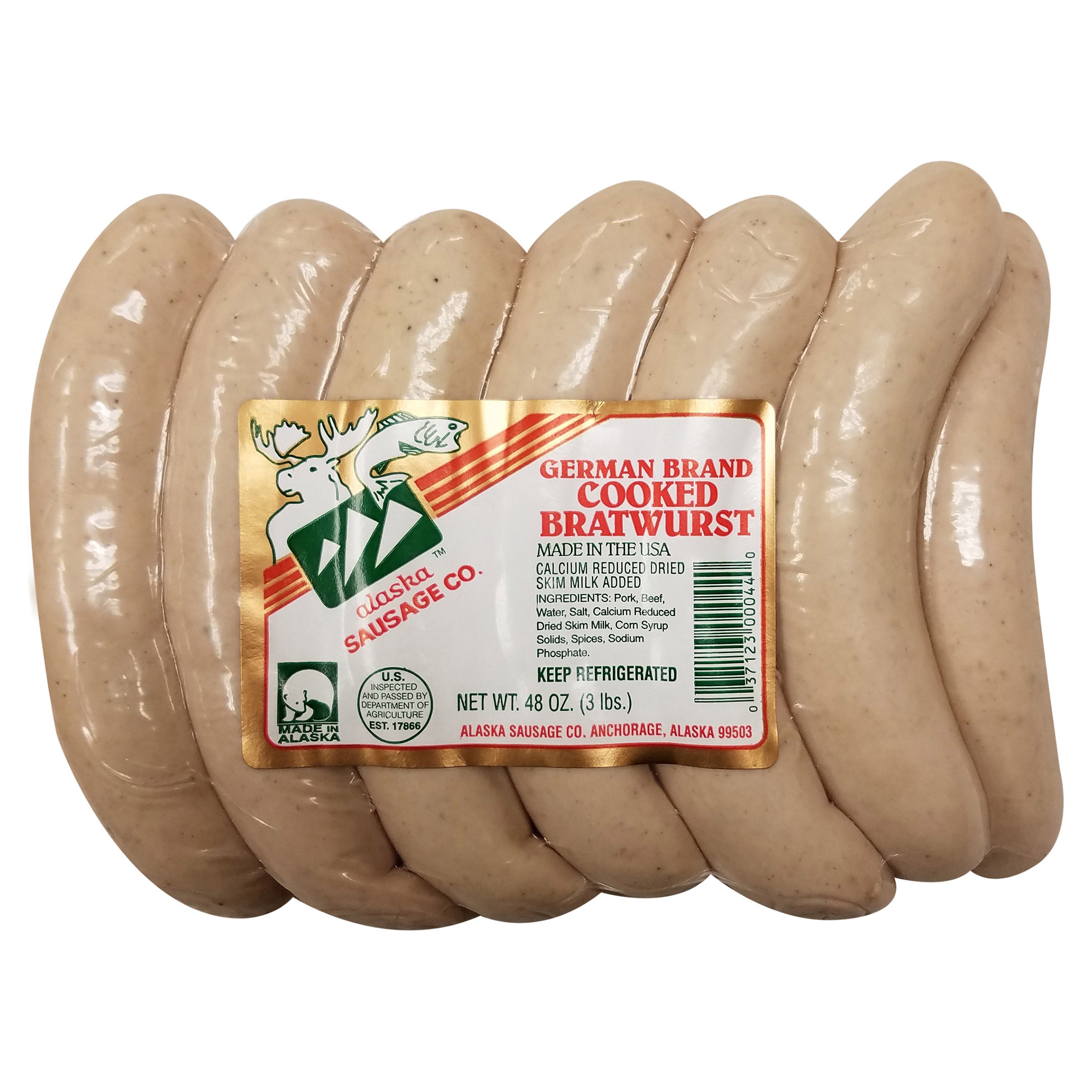 ALASKA SAUSAGE CO. BRATWURST 3 LBS