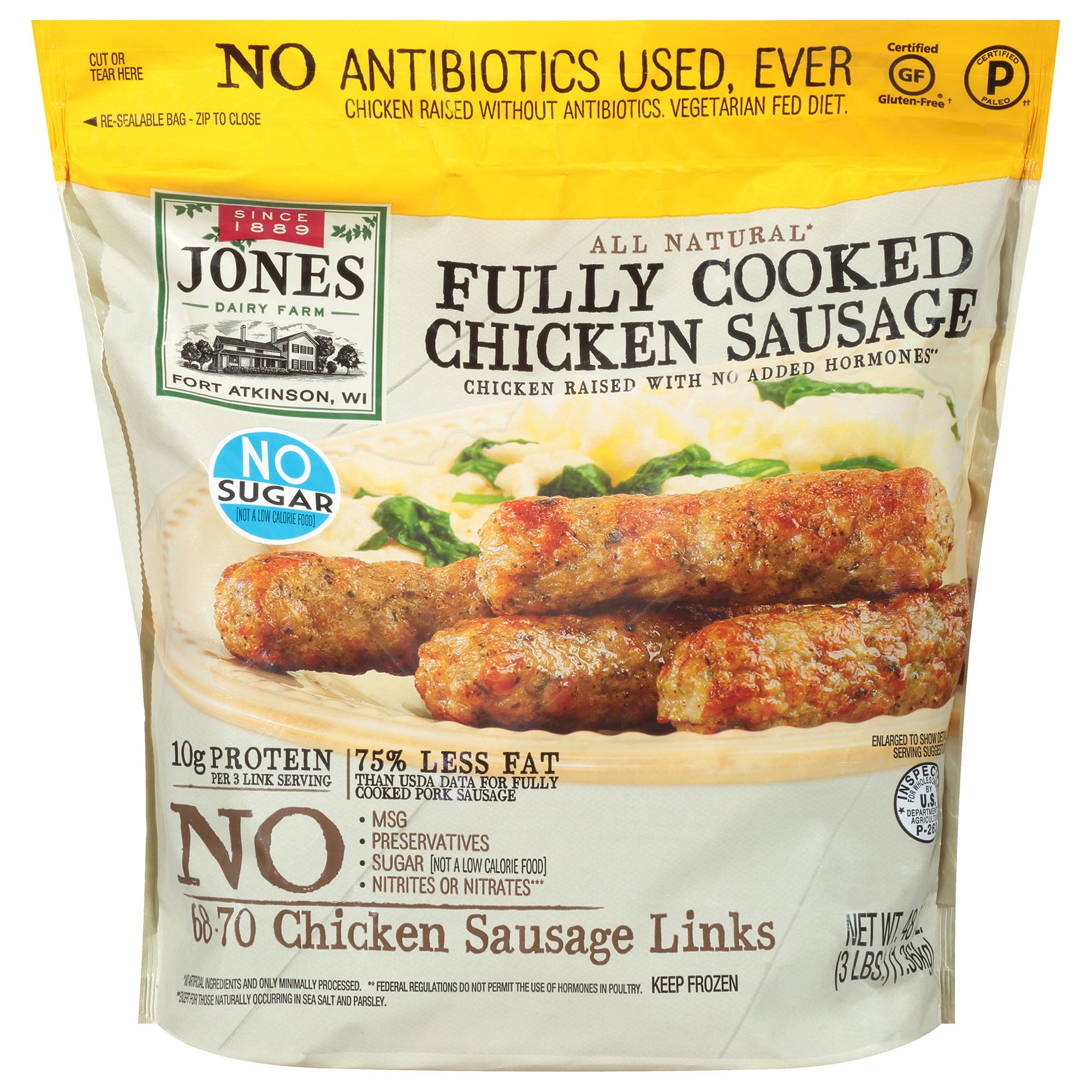JONES DAIRY FARM CHICKEN SAUSAGE LINKS 3 POUND BAG